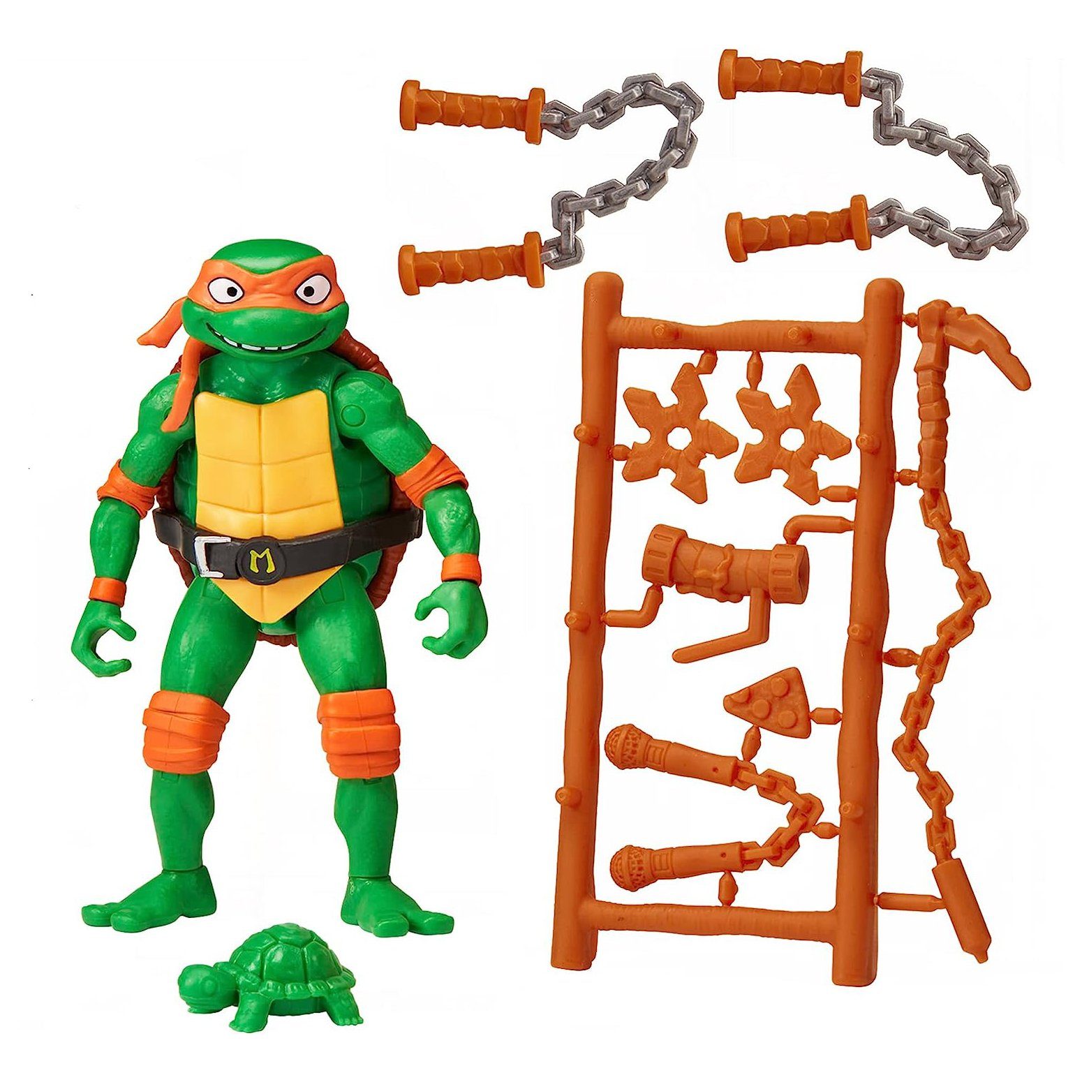 Playmates Toys Actionfigur Mutant Mayhem 10cm Figur, (inkl. Waffe im filmgetreuen Design), TMNT Figur: Michelangelo