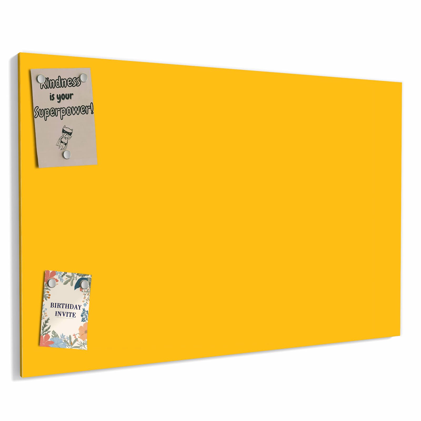 Primedeco Memoboard Metall Oranger Hintergrund I – beschreibbar & magnetisch, (Inklusive Stift, Magnete und Montagematerial, 1-tlg., 9 verschiedene Größen), Magnetisch und Beschreibbar