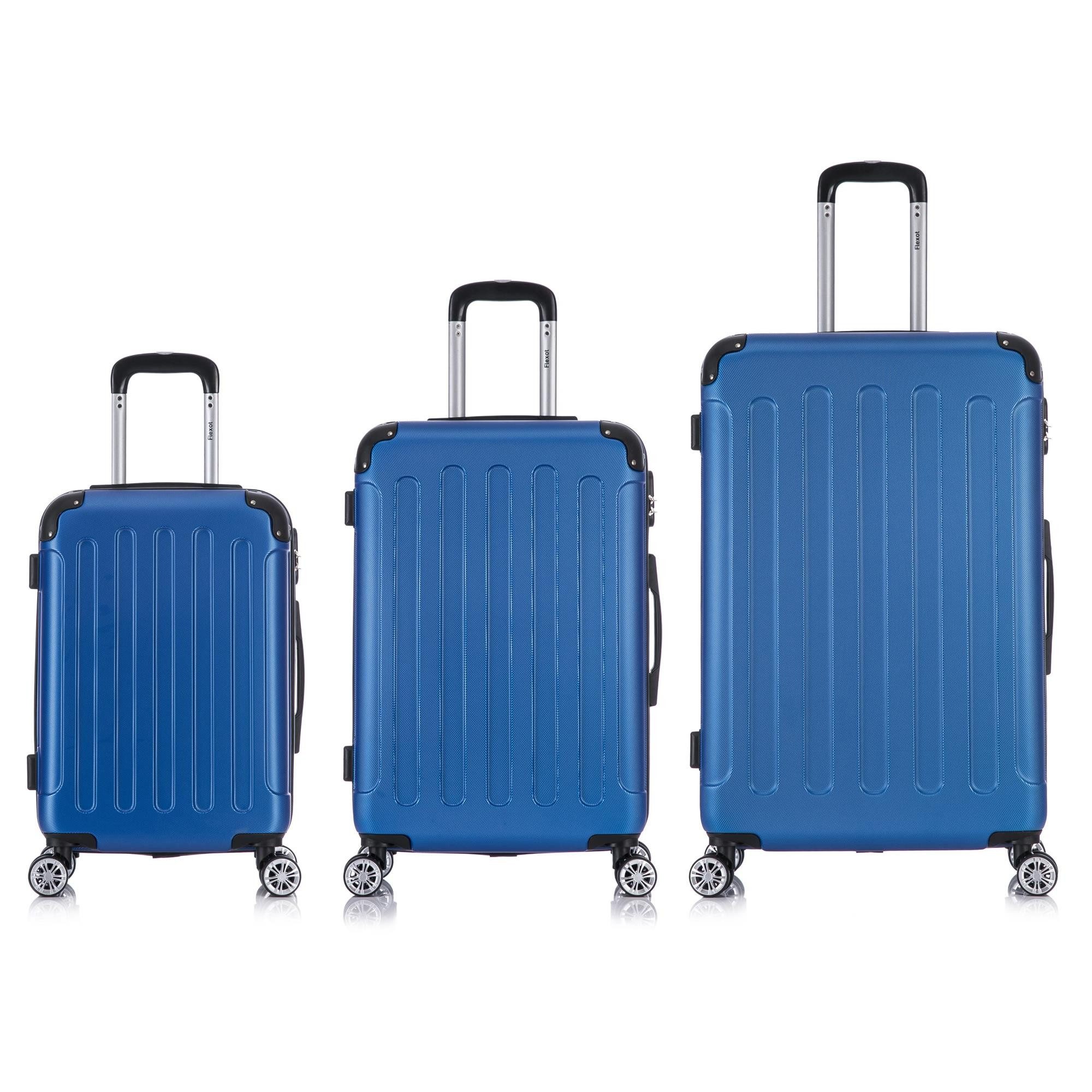 Flexot Hartschalen-Trolley F-2045 Kofferset, 360° Rollen, robuster Reisekoffer, Bordcase, 4 Rollen, Robuster und moderner Koffer mit vier 360° Rollen und Zahlenschloss