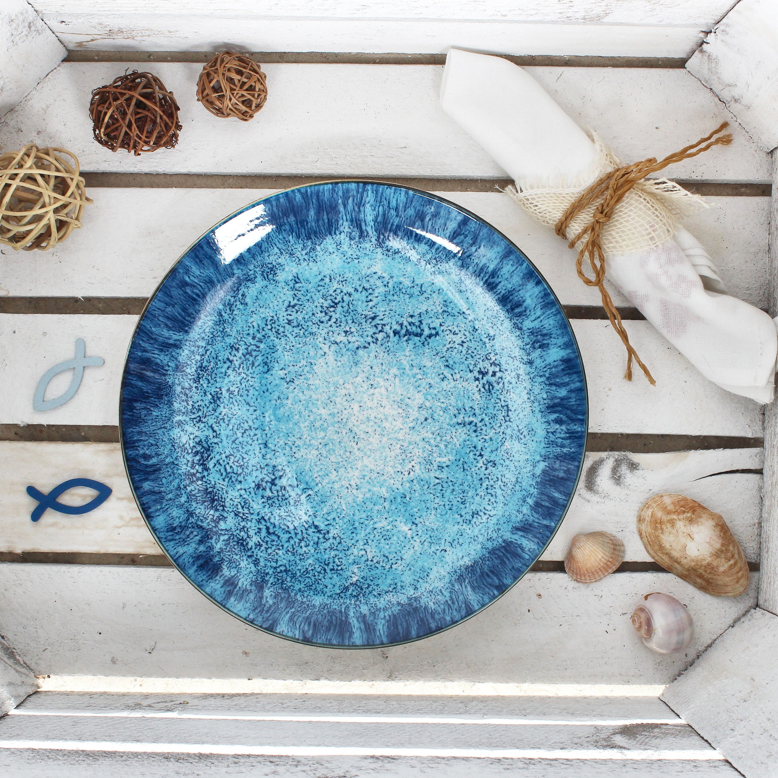 MamboCat Speiseteller Marina 6er Set Speiseteller Ø27cm Porzellan Platte blaue Essteller