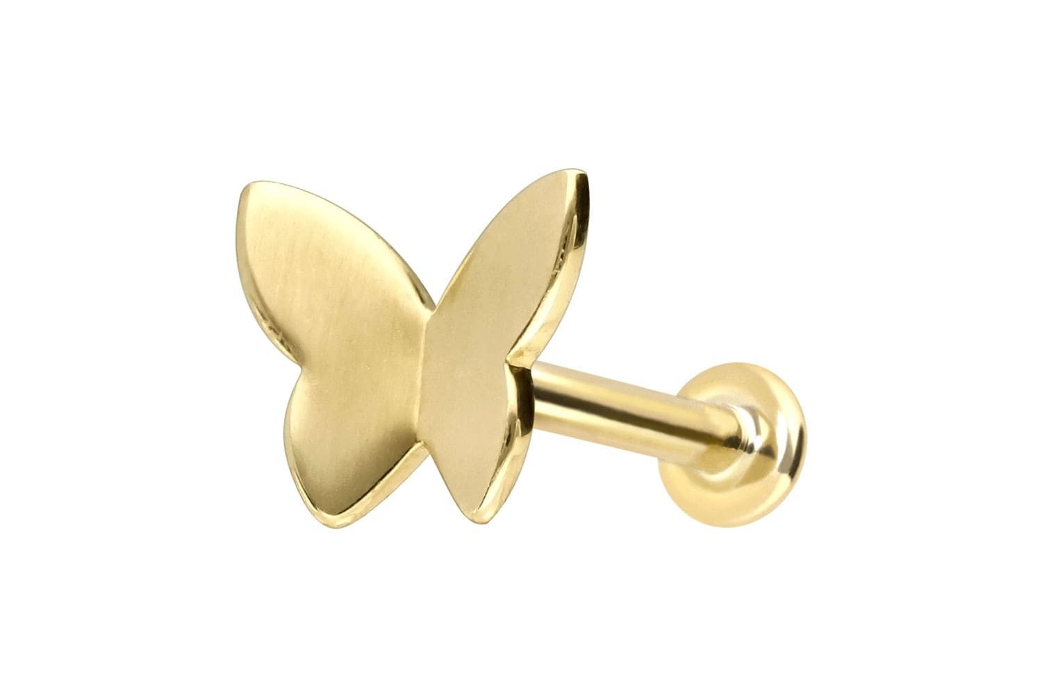 Piercing-Set 14 Karat Gold Labret mit Innengewinde SCHMETTERLING