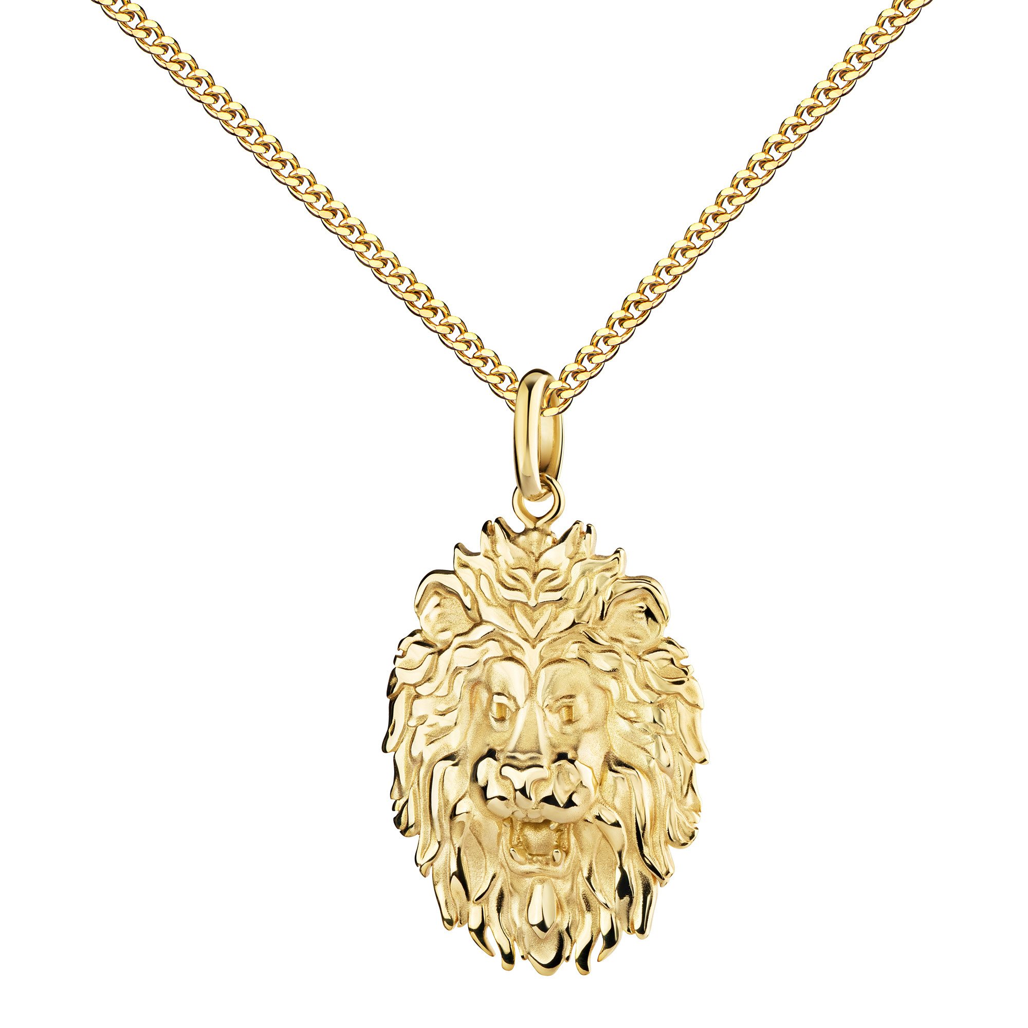 Valentinstagsgeschenk JEVELION Kette mit Anhänger 333 Gold Goldanhänger Löwe Kraft und Ausdauer- Made in Germany (Goldanhänger, für Damen und Herren)
