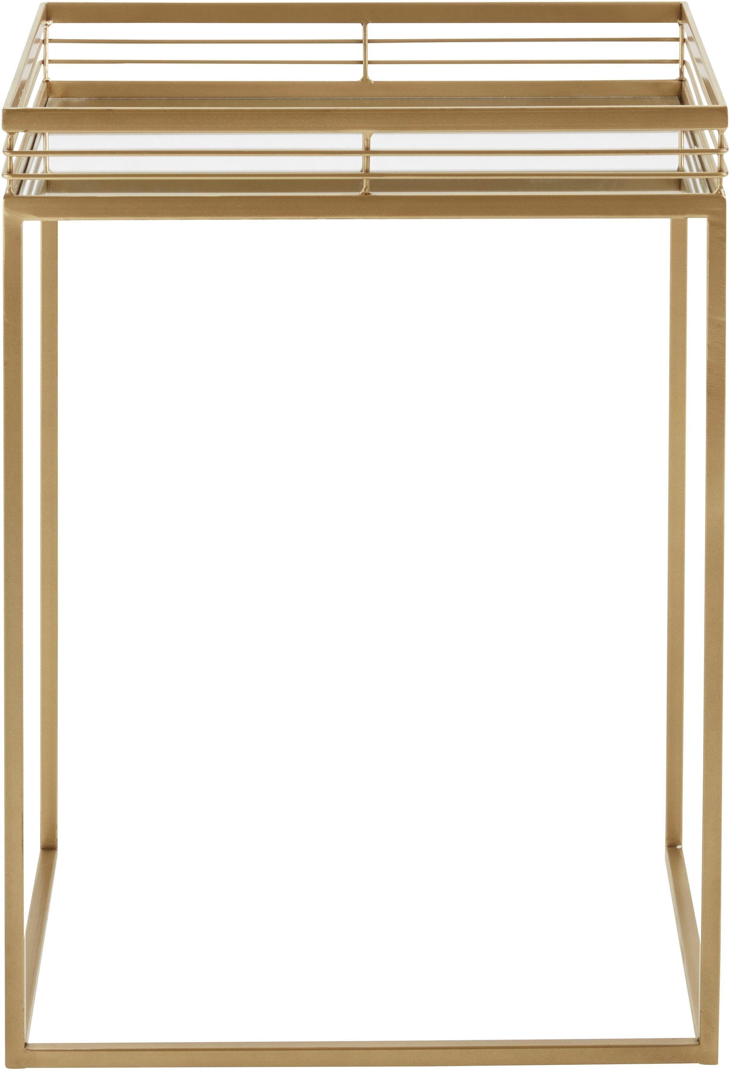 Leonique Beistelltisch Yanis (2-St), und Metallgestell aus Spiegelglas goldfarbenem mit Ablageflächen