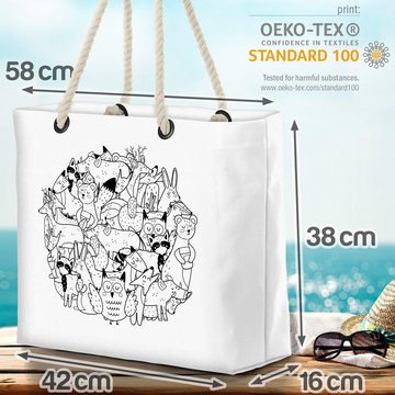 VOID Strandtasche (1-tlg), Waldtiere Grafik Tiere Sketch Wald Kinder Kinderzimmer Tierkinder Mär