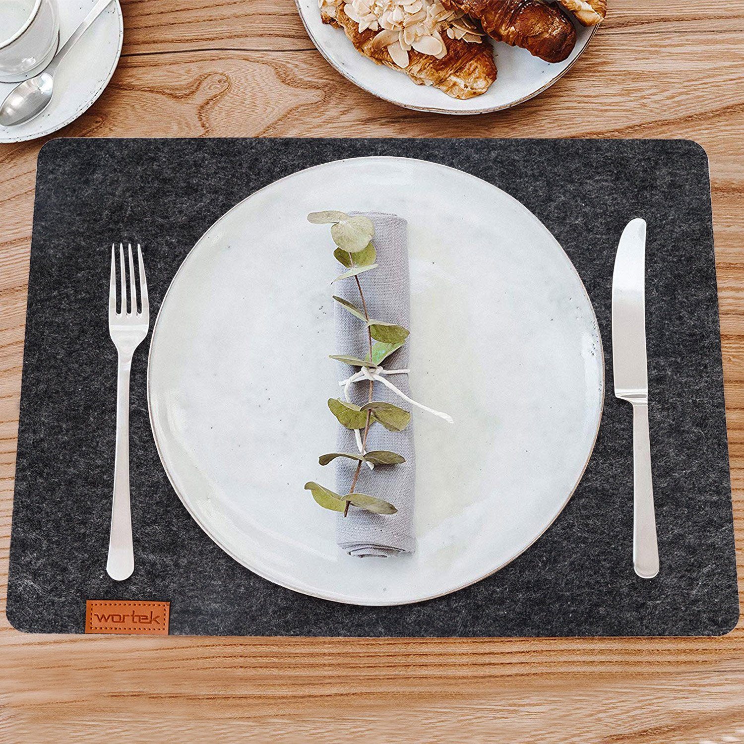 wortek Platzset Tischset 4-teilig Platzset aus Filz Platzdeckchen, (Set, 4-St., 4), waschbare Tisch-Untersetzer Teller-Untersetzer (44 x 32 cm)
