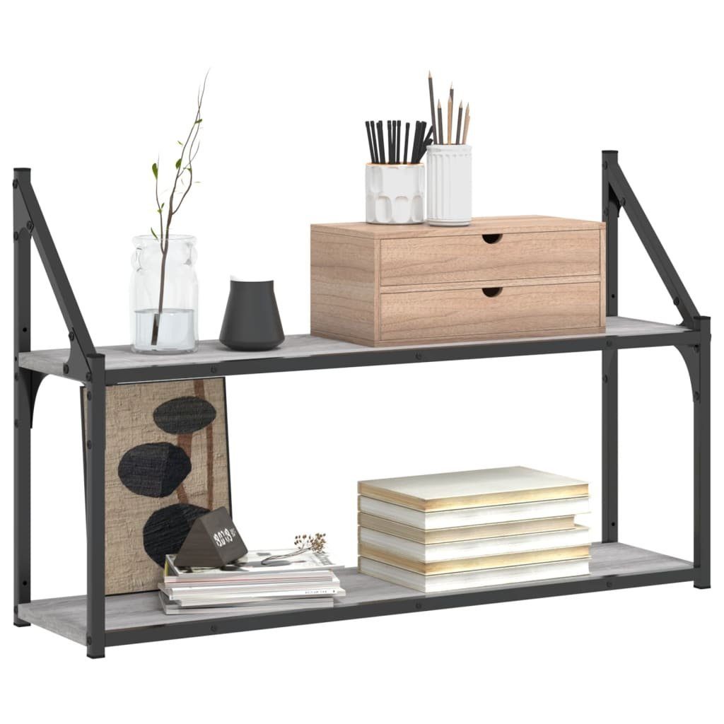 vidaXL Regal Wandregal 2 Fächer Grau günstig online kaufen