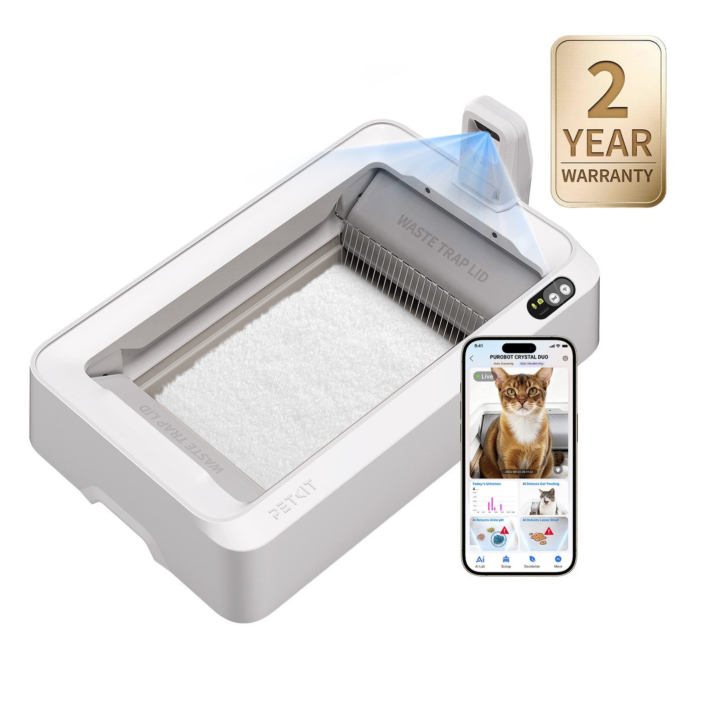 PETKIT Katzentoilette PETKIT Purobot Crystal Duo, KI-Kamera mit intelligenter Katzenerkennung und Gesundheitsanalyse