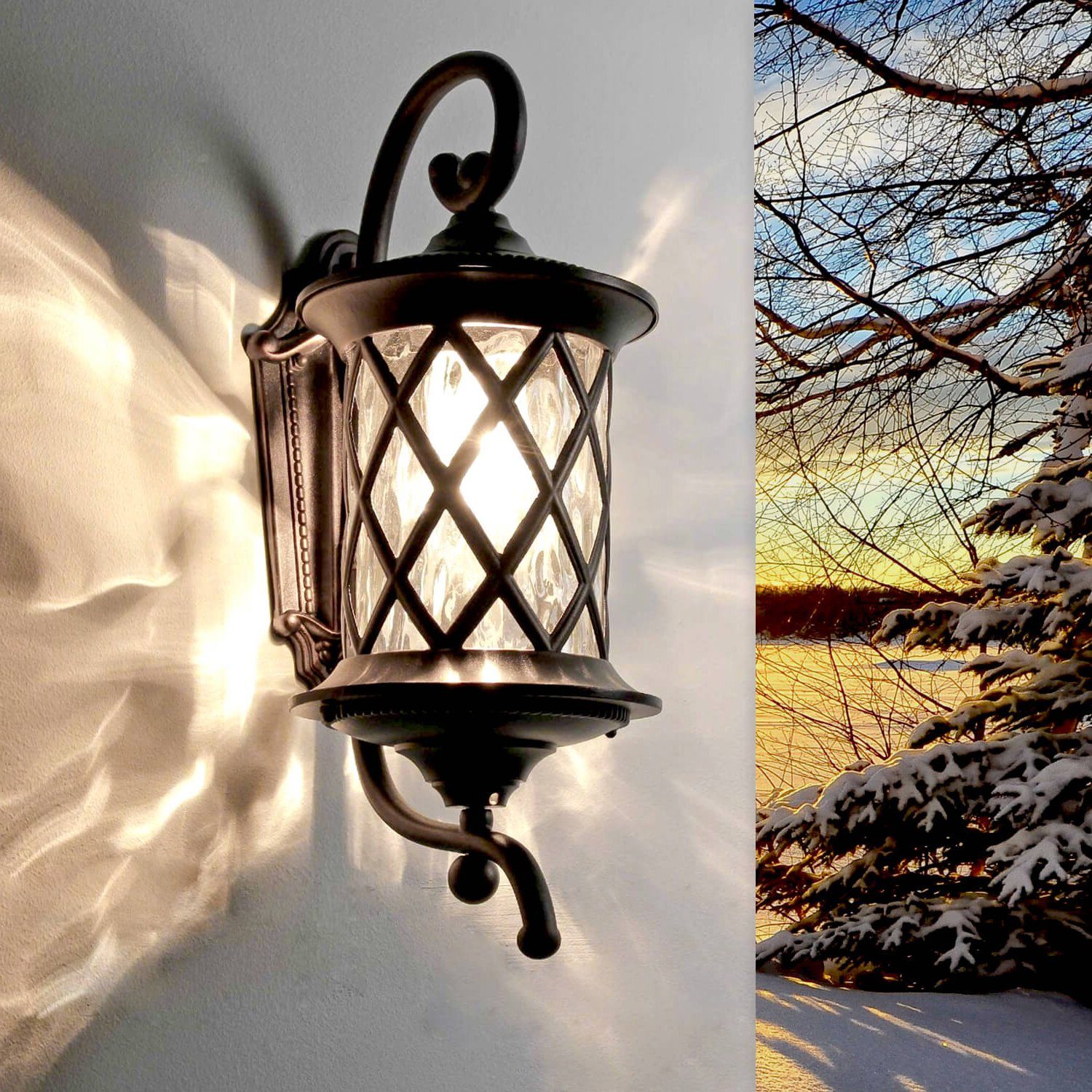 LichtErlebnisse AußenWandleuchte »LANTERN«, Antike Wandlampe außen