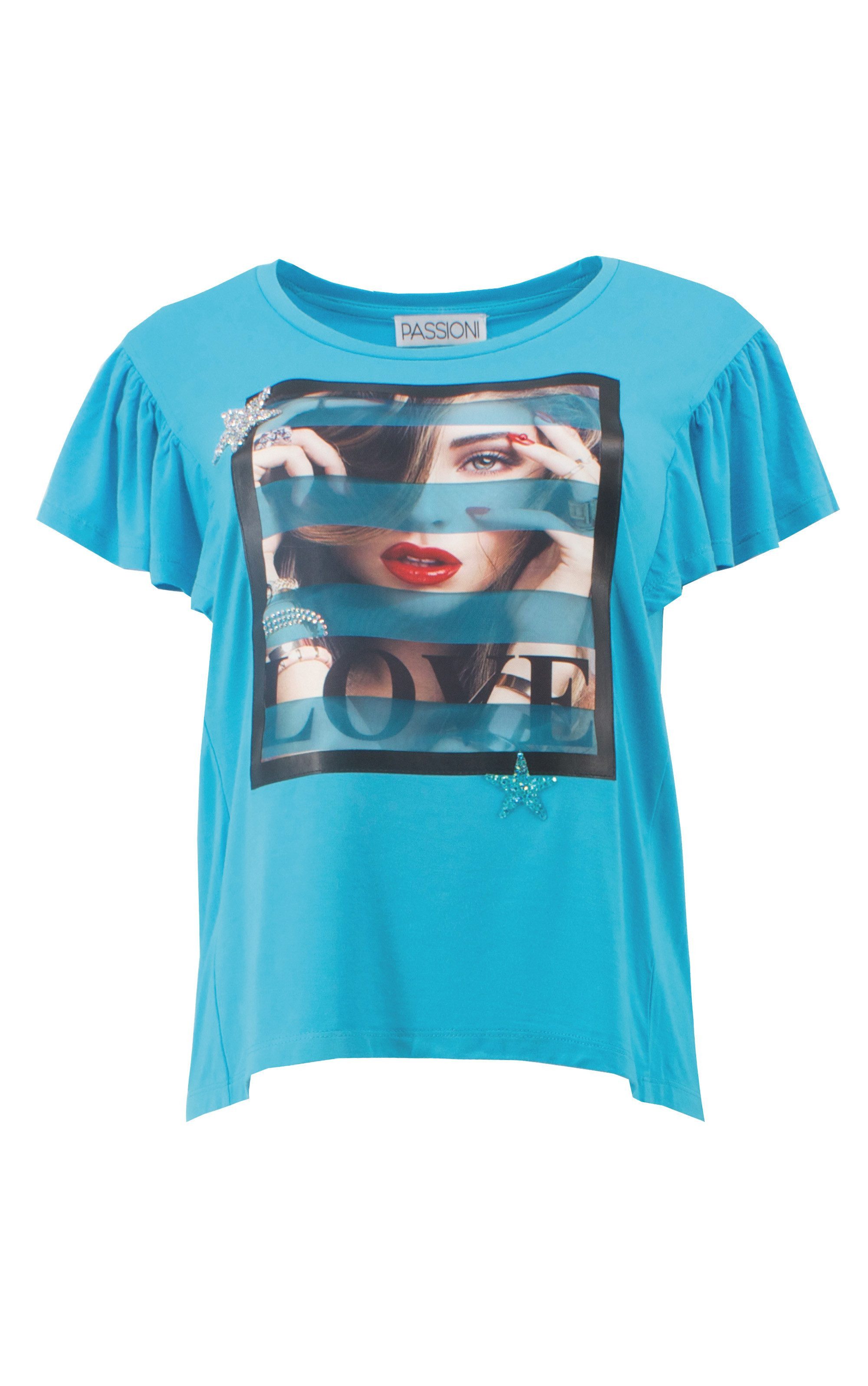 T-Shirt mit Flügelärmeln und "Love" Aufdruck