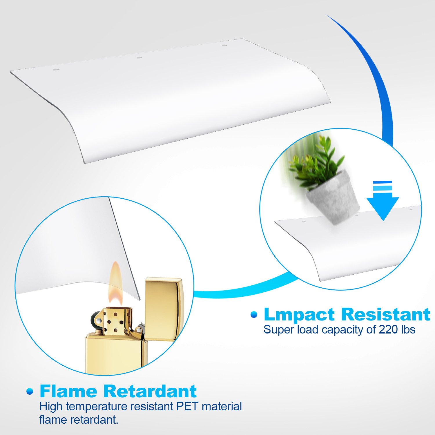 Clanmacy Vordach Vordach für Haustür 40x80cm, Feste Oberfläche Installation