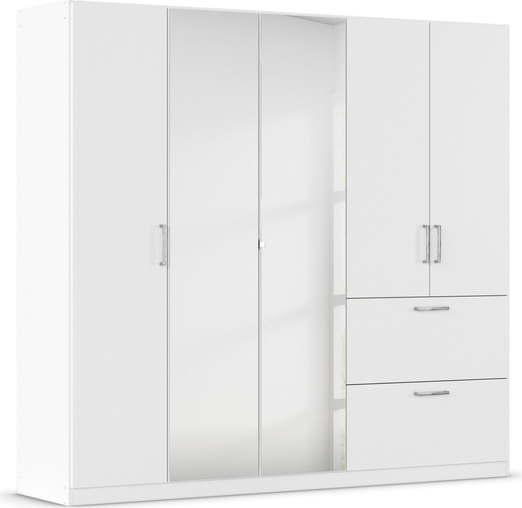 rauch Drehtürenschrank Kleiderschrank Schrank Garderobe Schlafzimmerschrank PADUA voll aufgelegte Spiegeltüren, zwei große Schubladen MADE IN GERMANY