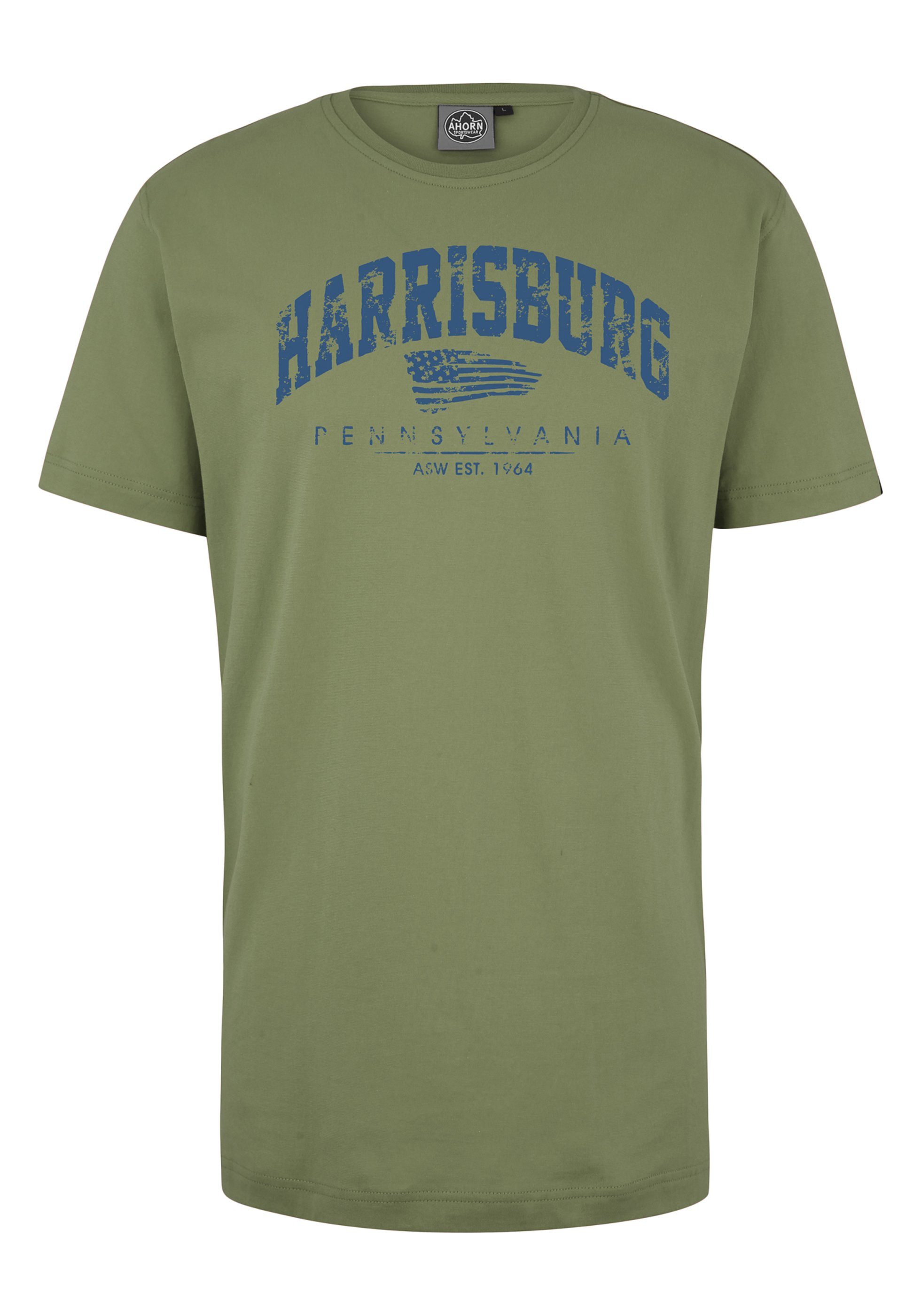 HARRISBURG_ATLANTIC grün T-Shirt Frontprint modischem BLUE SPORTSWEAR mit AHORN
