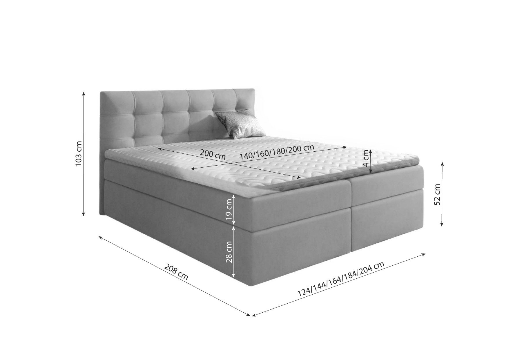 99rooms Boxspringbett Leroy (Schlafzimmerbett, Bett), 120/140/160/180/200 x 200 cm, mit Topper und Bettkasten