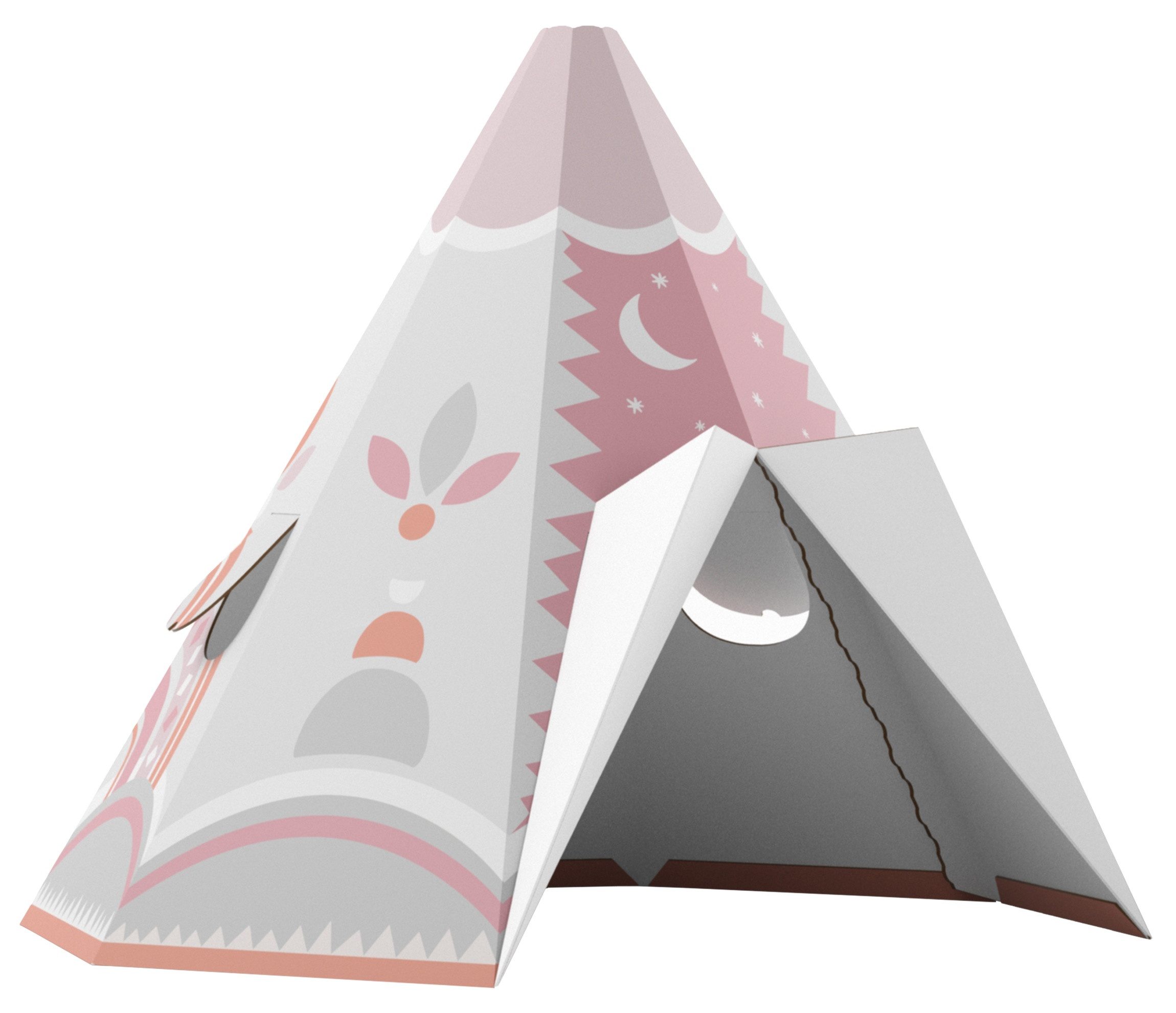 FOLDZILLA Spielhaus Kinder Tipi Ethno Muster rosa, Faltbar: Schnell zusammenklappen und verstauen