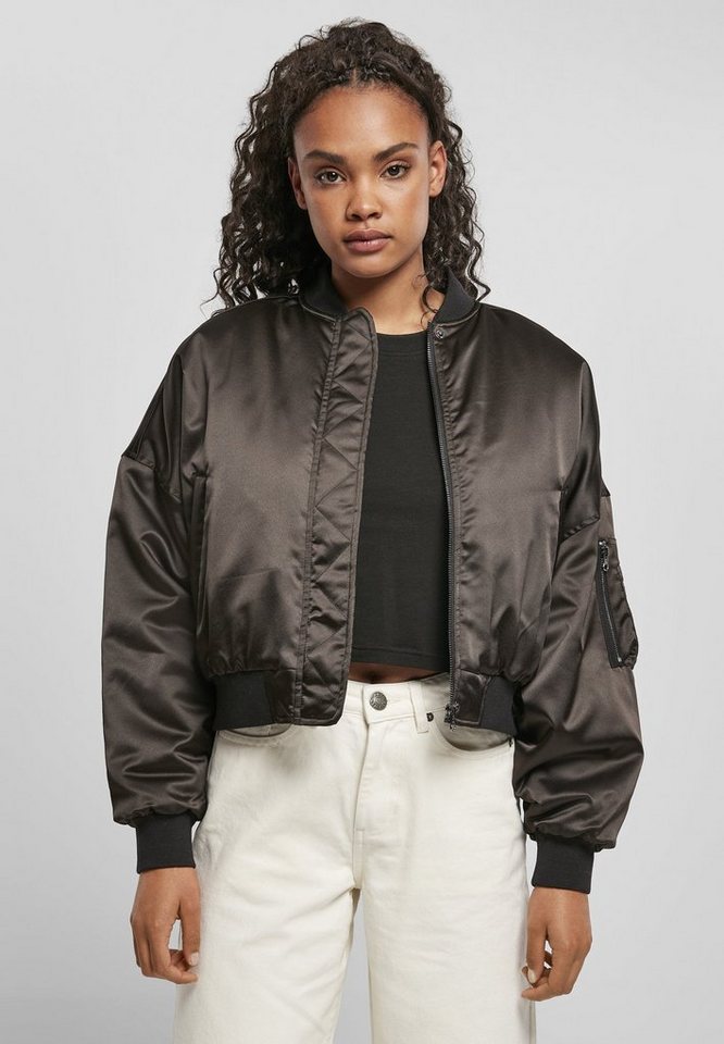 URBAN CLASSICS Bomberjacke Damen Ladies Short Oversized Satin Bomber Jacket  (1-St), Mit raffiniertem Schnitt und stimmigem Material