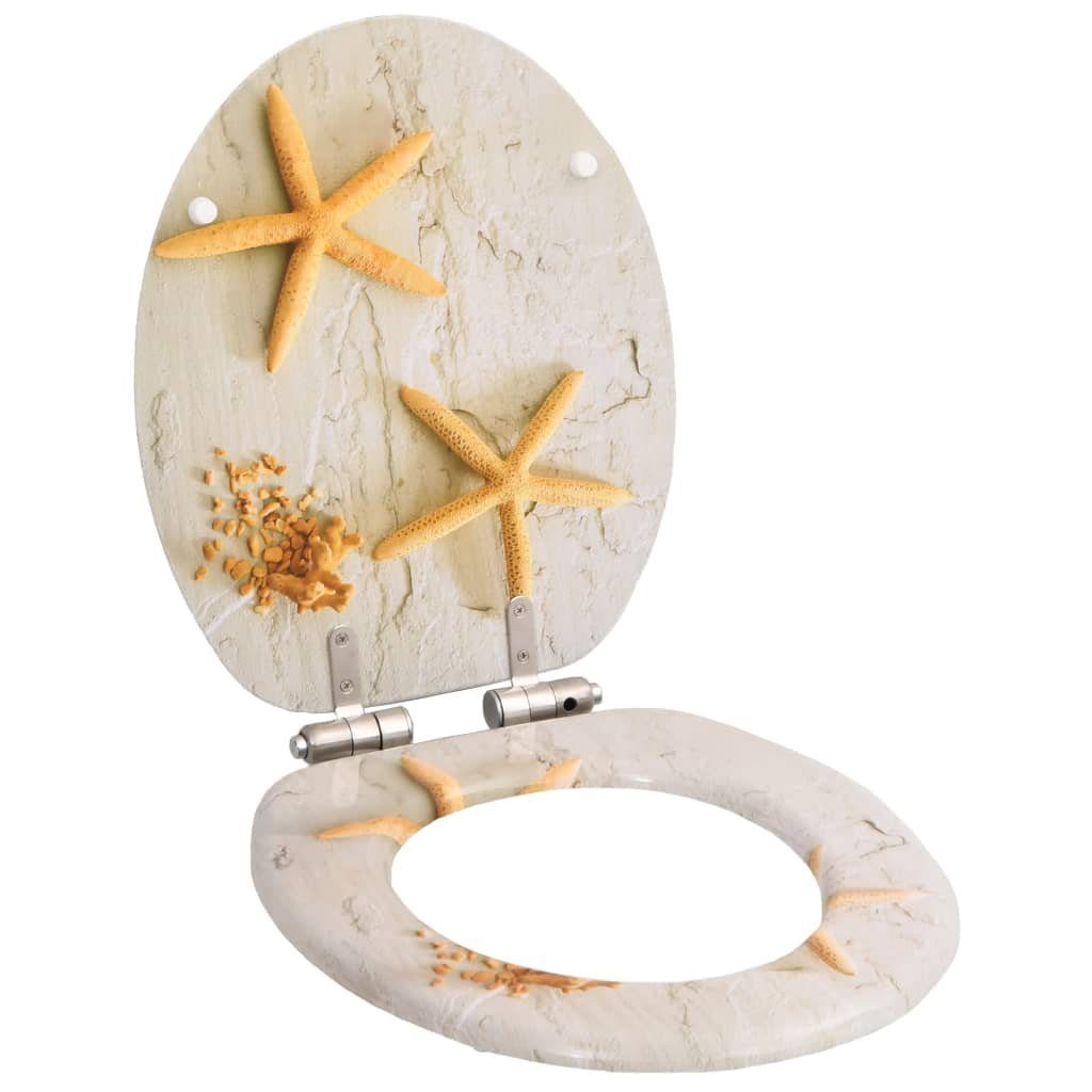 WC-Sitz Toilettensitz mit Soft-Close-Deckel MDF Seestern-Design