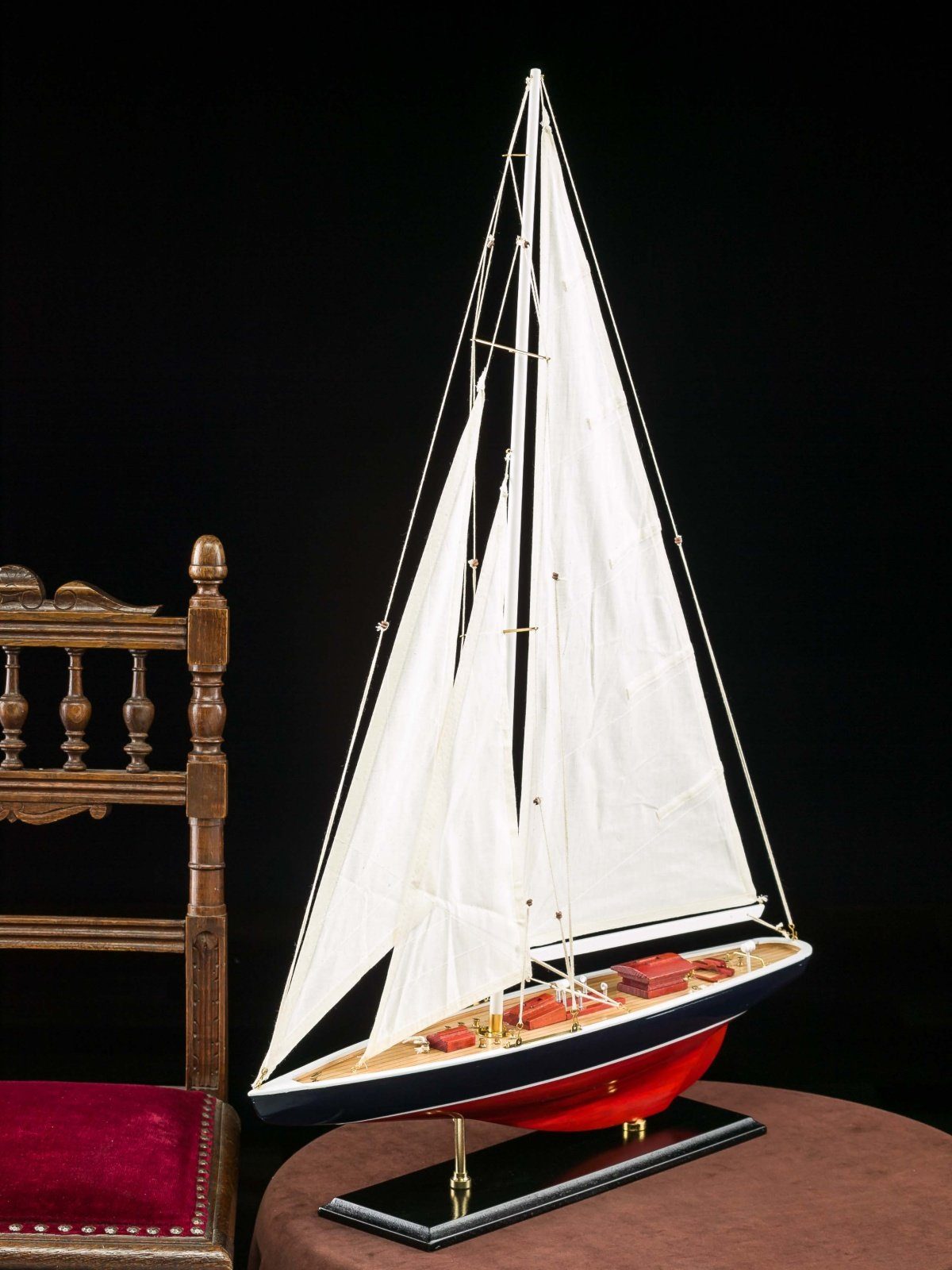 Aubaho Dekoobjekt Modellschiff Segelyacht Yacht Holz Schiff Boot Segelboot Maritim kein
