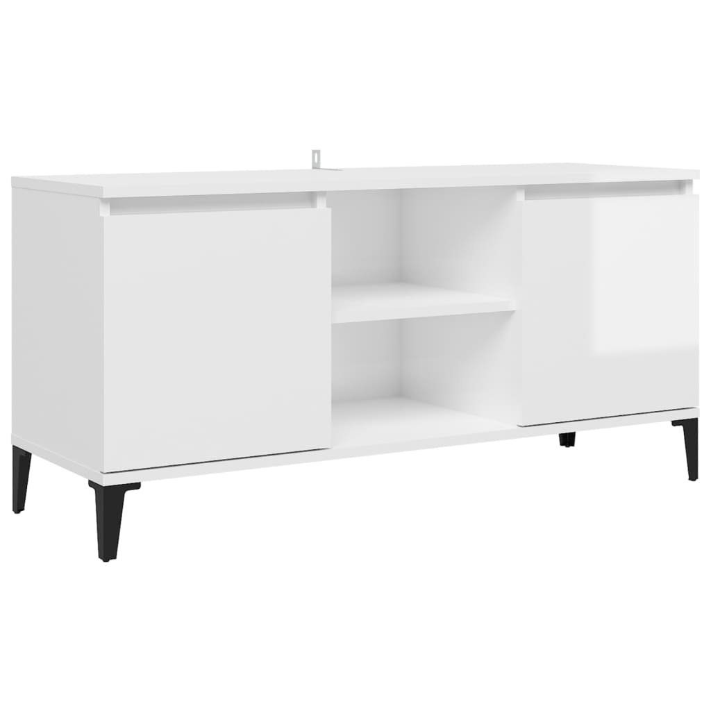 cm Hochglanz-Weiß 103,5x35x50 TV-Schrank furnicato Metallbeinen mit