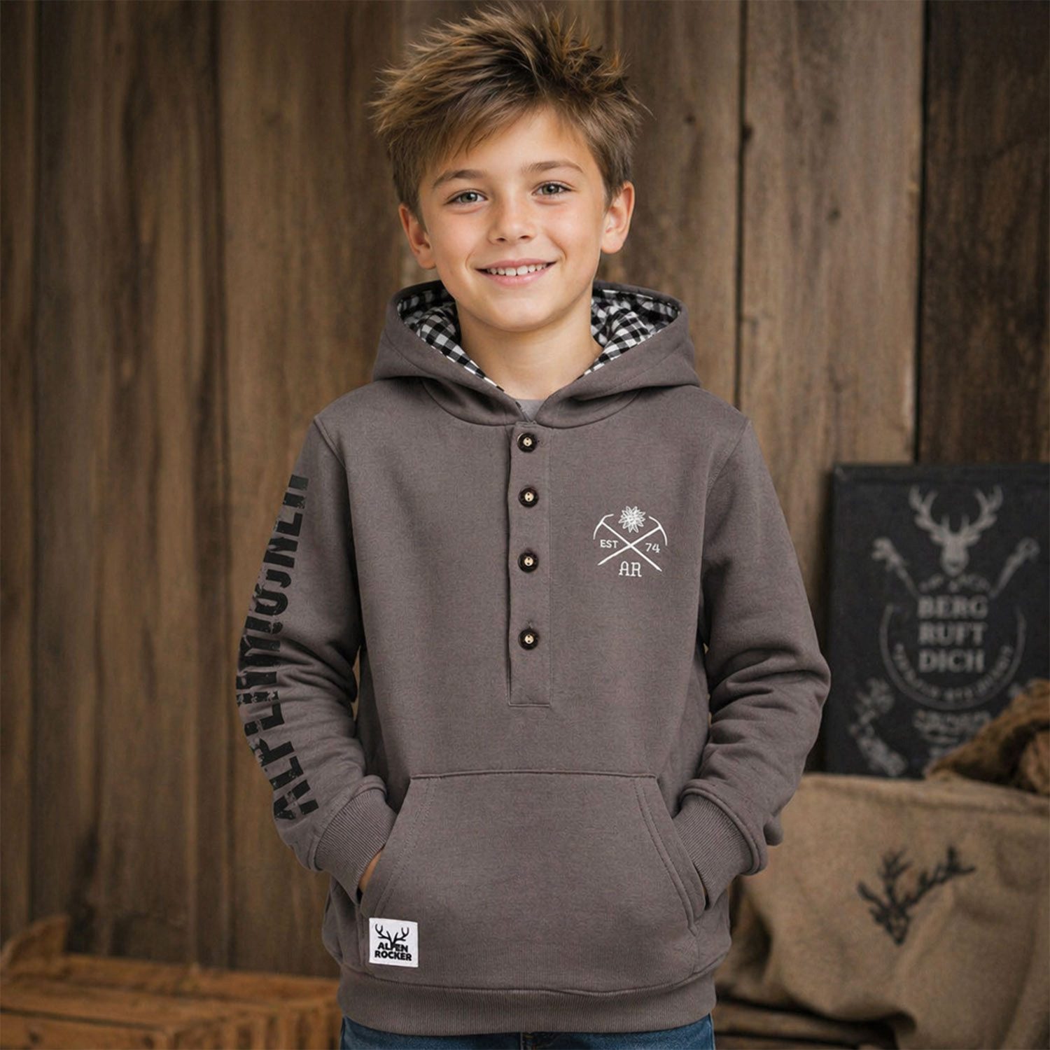 BONDI T-Shirt Jungen Sweatshirt Hoodie 'Alpenrocker' 29992, Cof