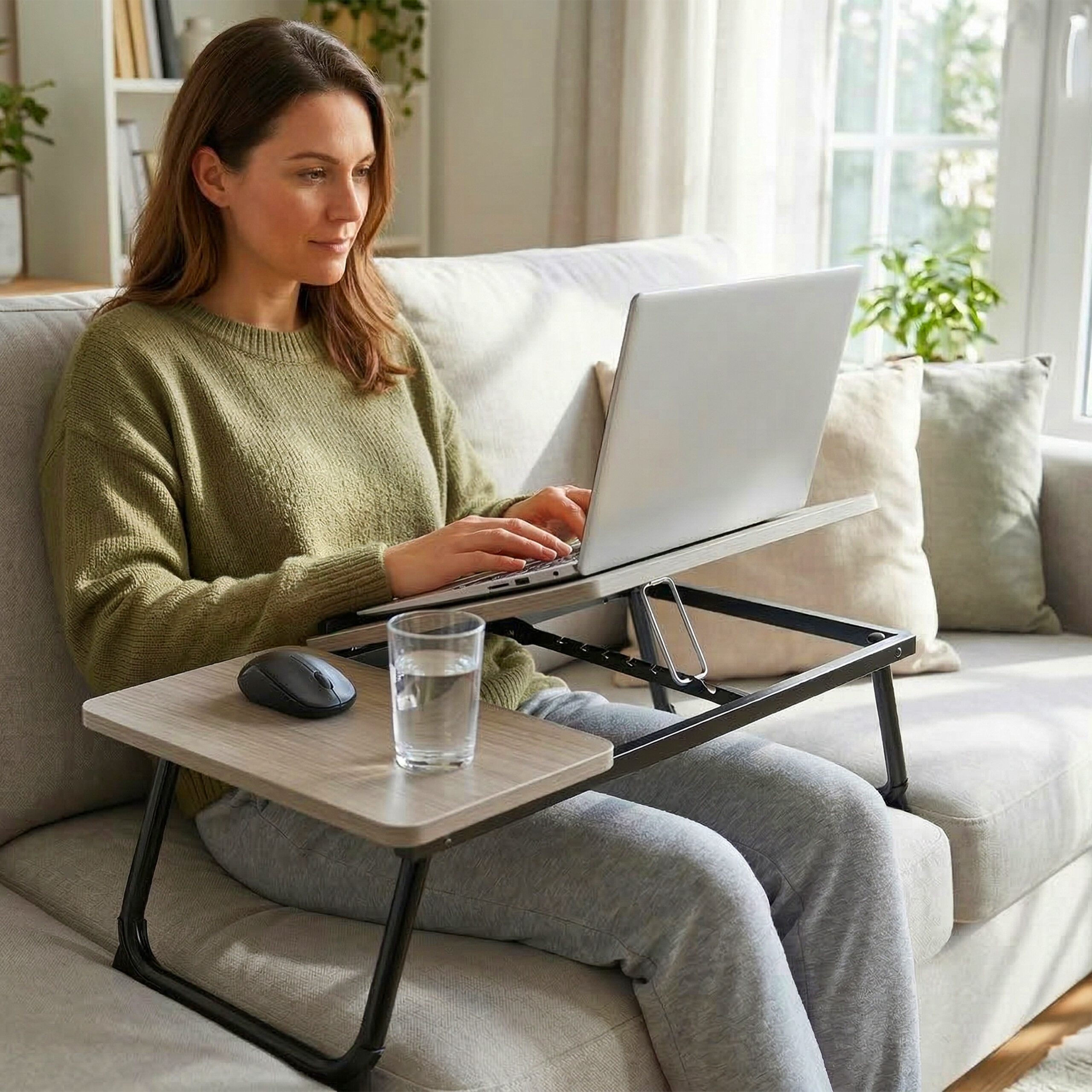 relaxdays Laptoptisch Höhenverstellbarer Laptoptisch, Holzoptik-Schwarz