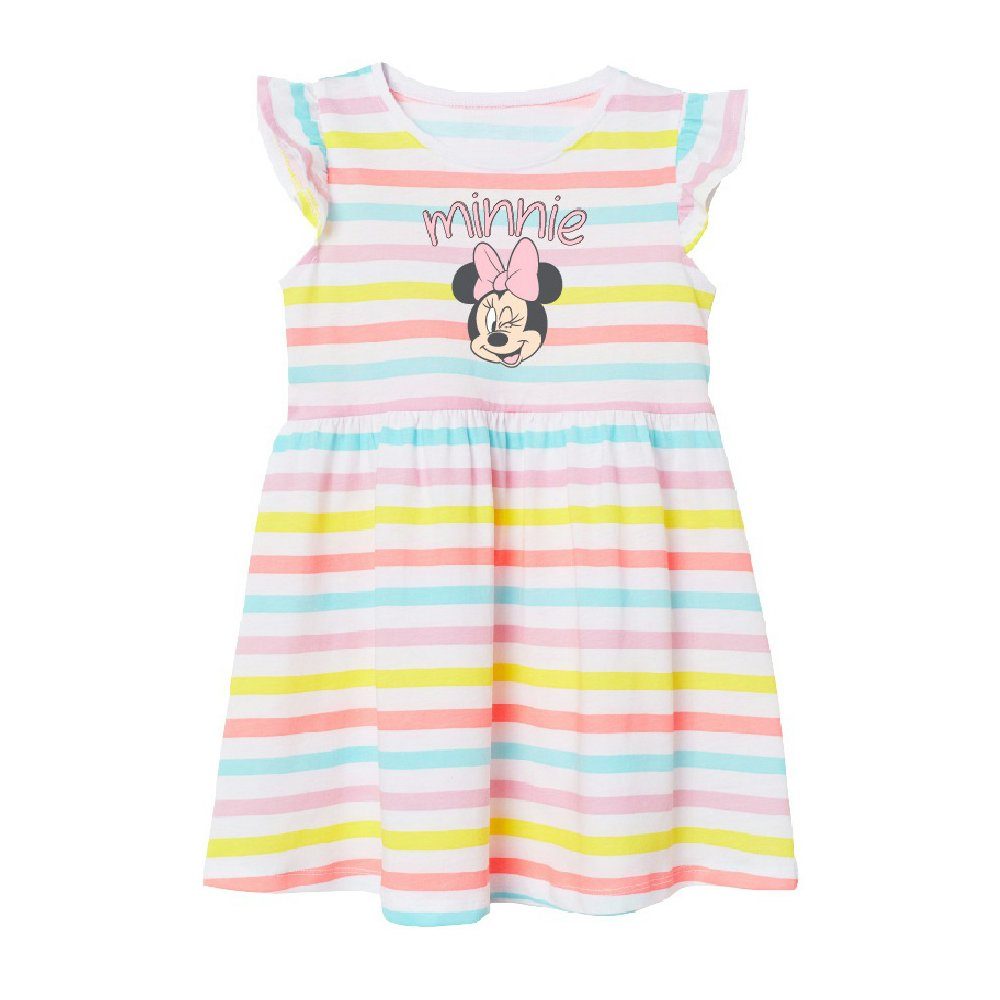Disney Minnie Mouse Sommerkleid Buntes Minnie Maus Kinder Kleid Gr. 98 bis 128, 100% Baumwolle