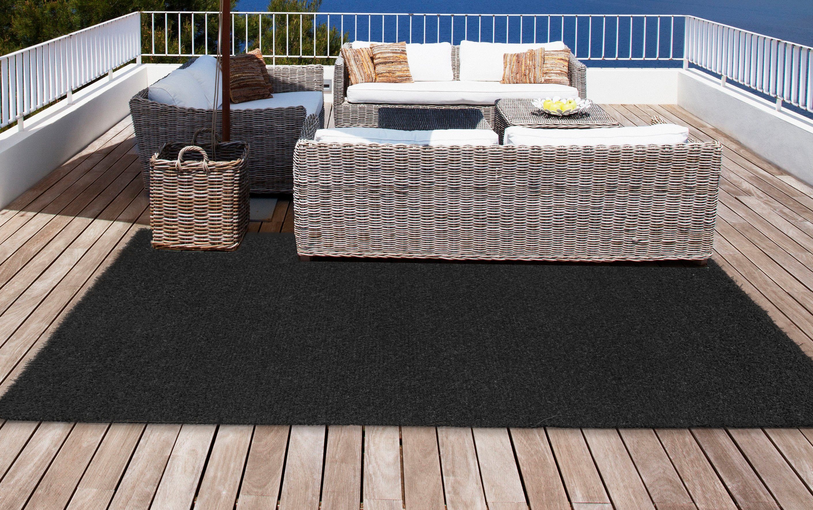 Andiamo Для искусственного газона Black, rechteckig, Höhe: 15 mm, Wetterfest, Balkon geeignet, integrierte Drainage, Garten, Terrasse