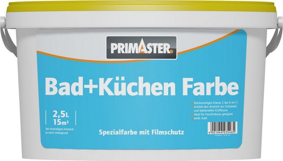 Primaster Wandfarbe Primaster Bad & Küchenfarbe 2,5 L weiß matt
