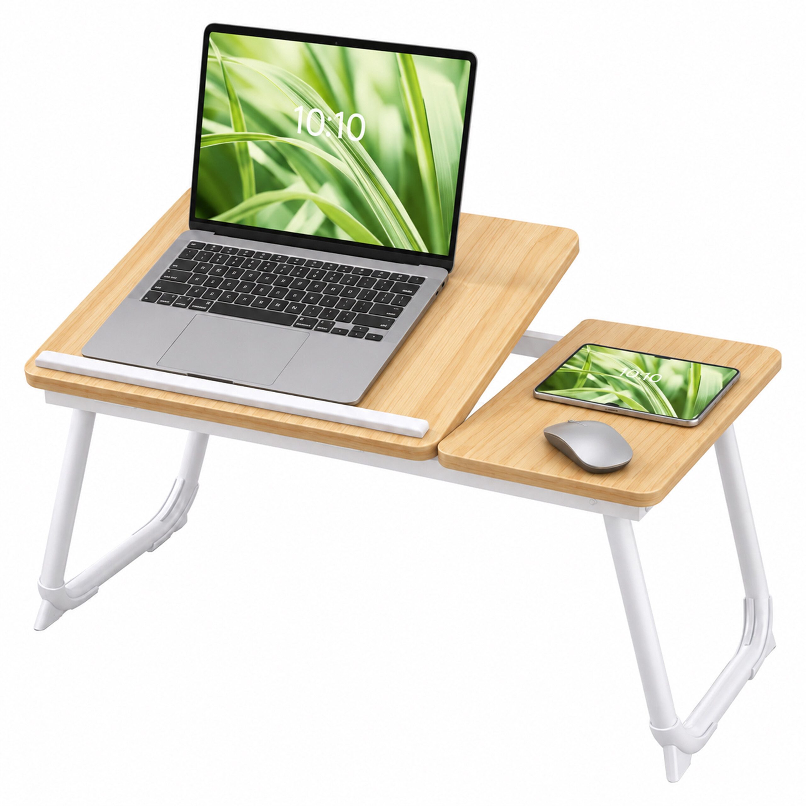 relaxdays Laptoptisch Höhenverstellbarer Laptoptisch (1-St), Natur-Weiß