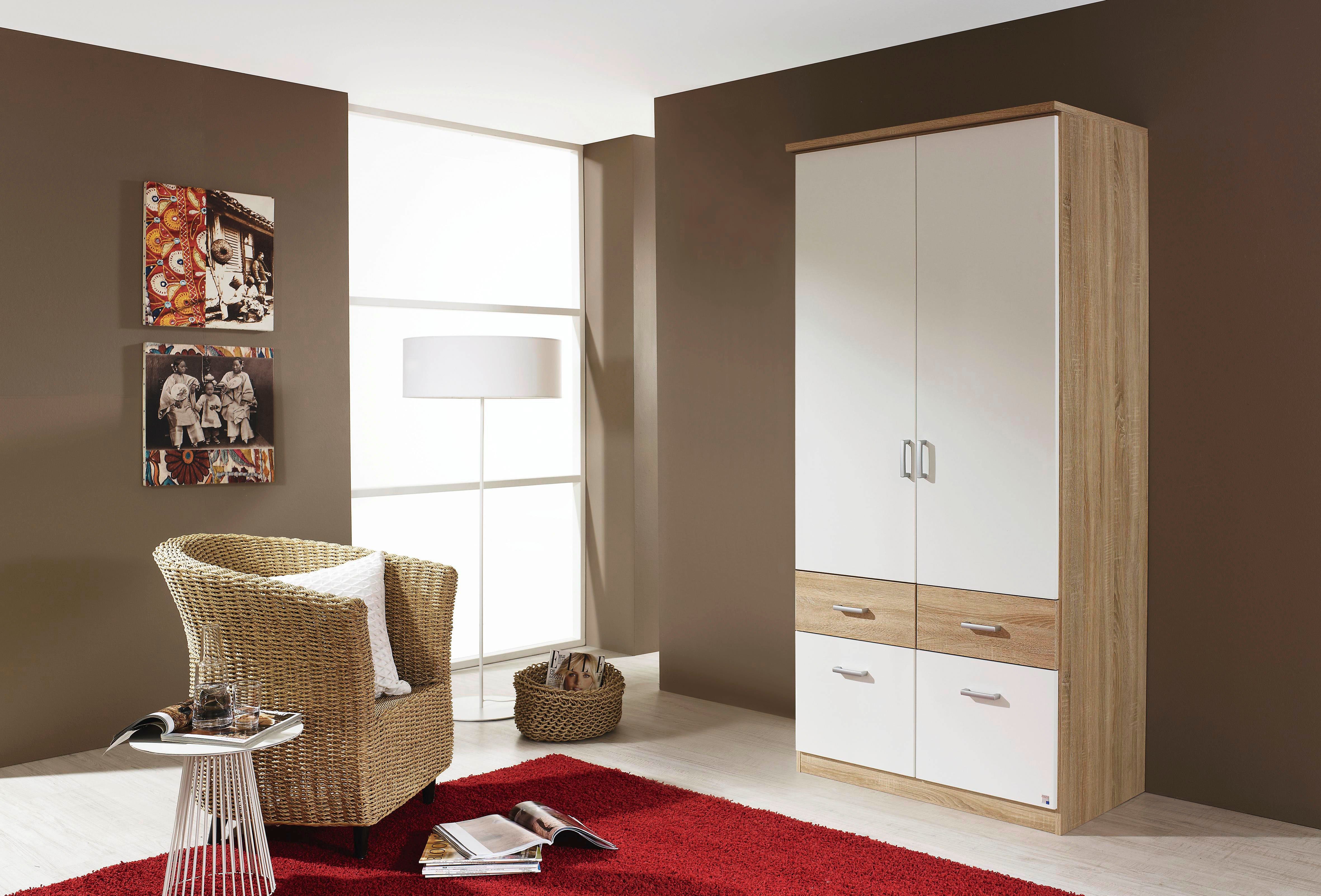 rauch Kleiderschrank Kleiderschrank Schrank Garderobe deckenhoher Schrank BREMEN (optional mit Spiegel, Breiten: 91/136/181 cm, Höhe: 199 cm) in vielen Farbvariationen, inkl. Kranzblende MADE IN GERMANY