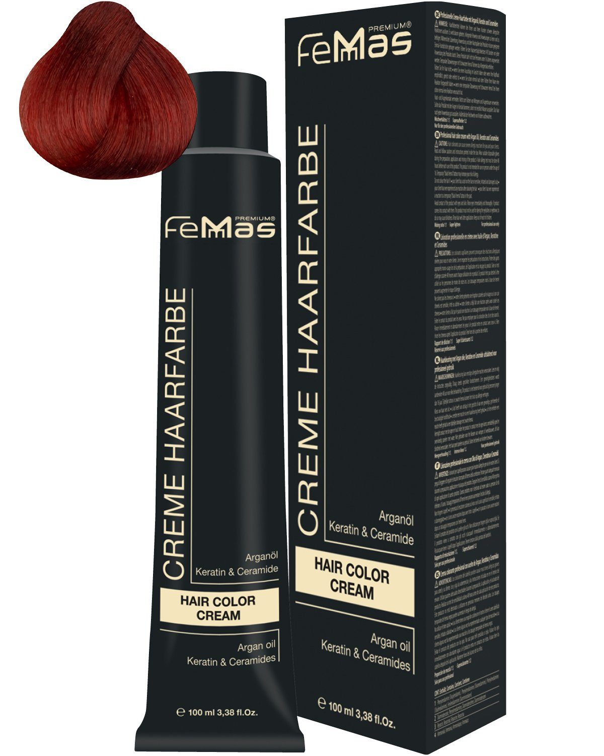 Femmas Premium Haarfarbe FemMas Hair Color Cream 100ml Haarfarbe Mittelblond Kupfer Rot 7.46