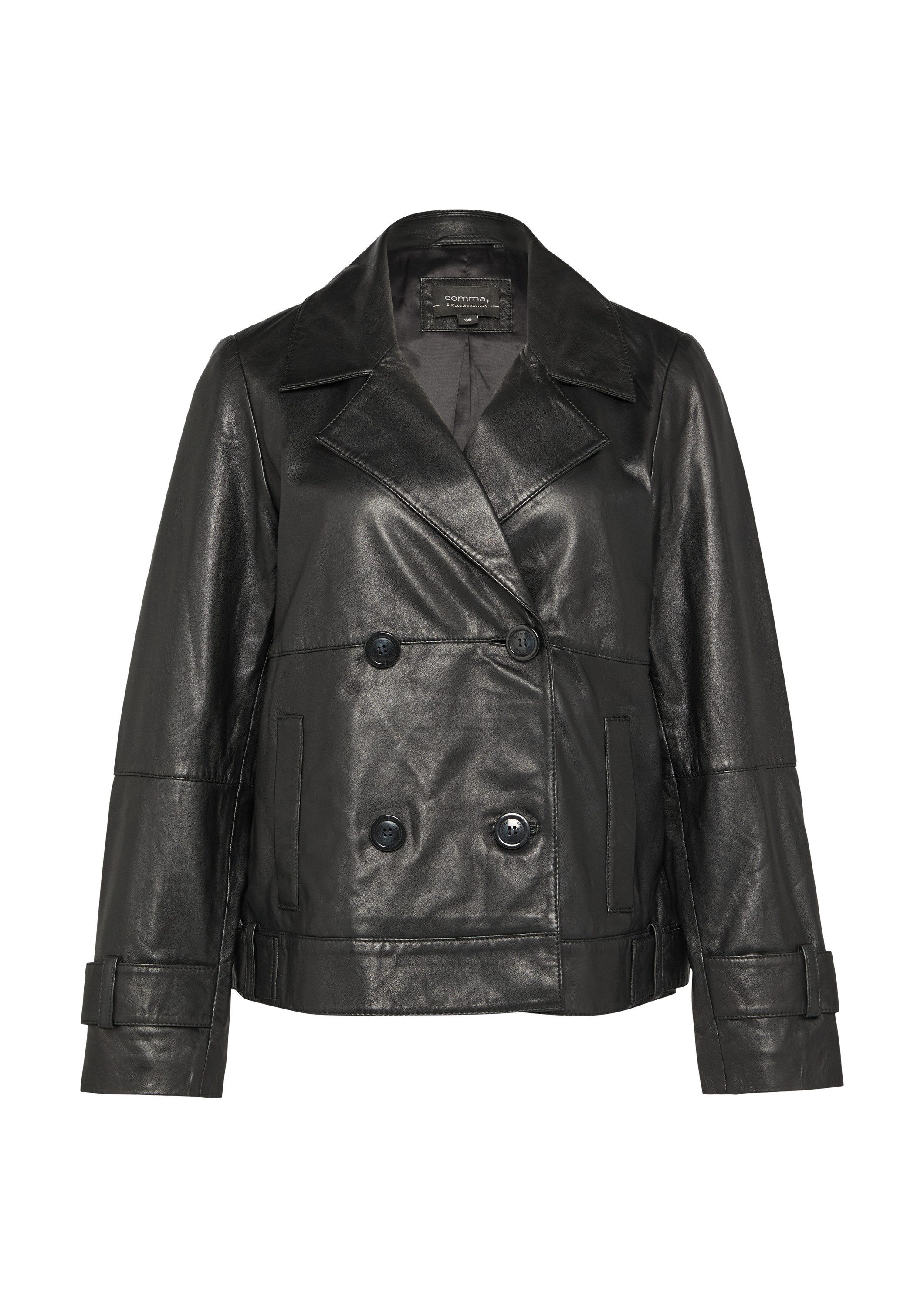 comma Funktionsjacke Outdoor-Jacke Caban-Jacke aus weichem Leder