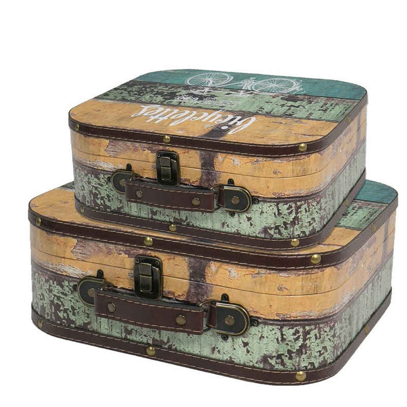 HMF Aufbewahrungsbox Vintage Koffer, Multifunktionskoffer (2 St., versch. Größen), Handgefertigter Geschenkkoffer im Fahrrad Design, verschiedene Größen