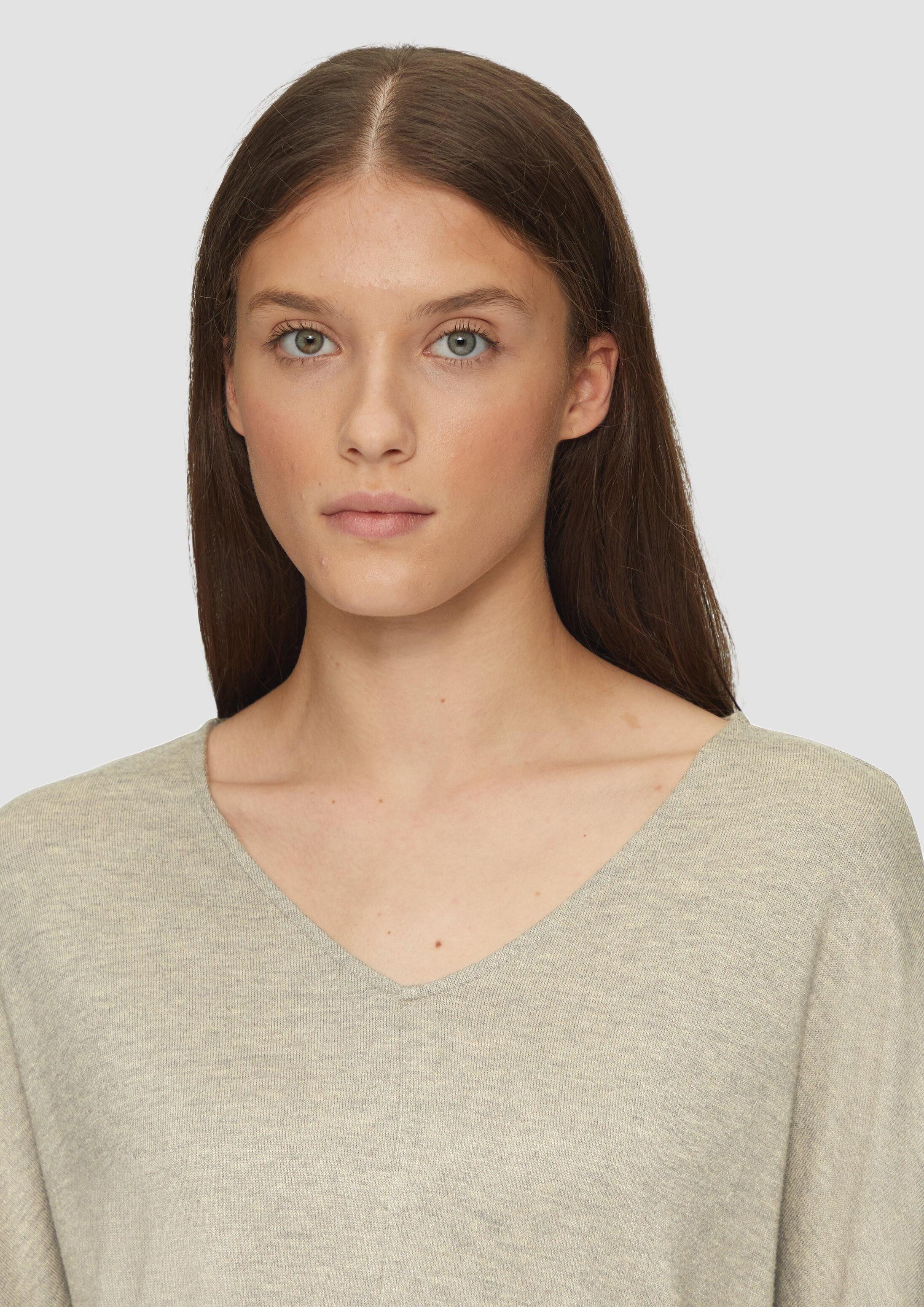 s.Oliver Langarmshirt T-Shirt Meliertes Langarmshirt mit Fledermausärmeln