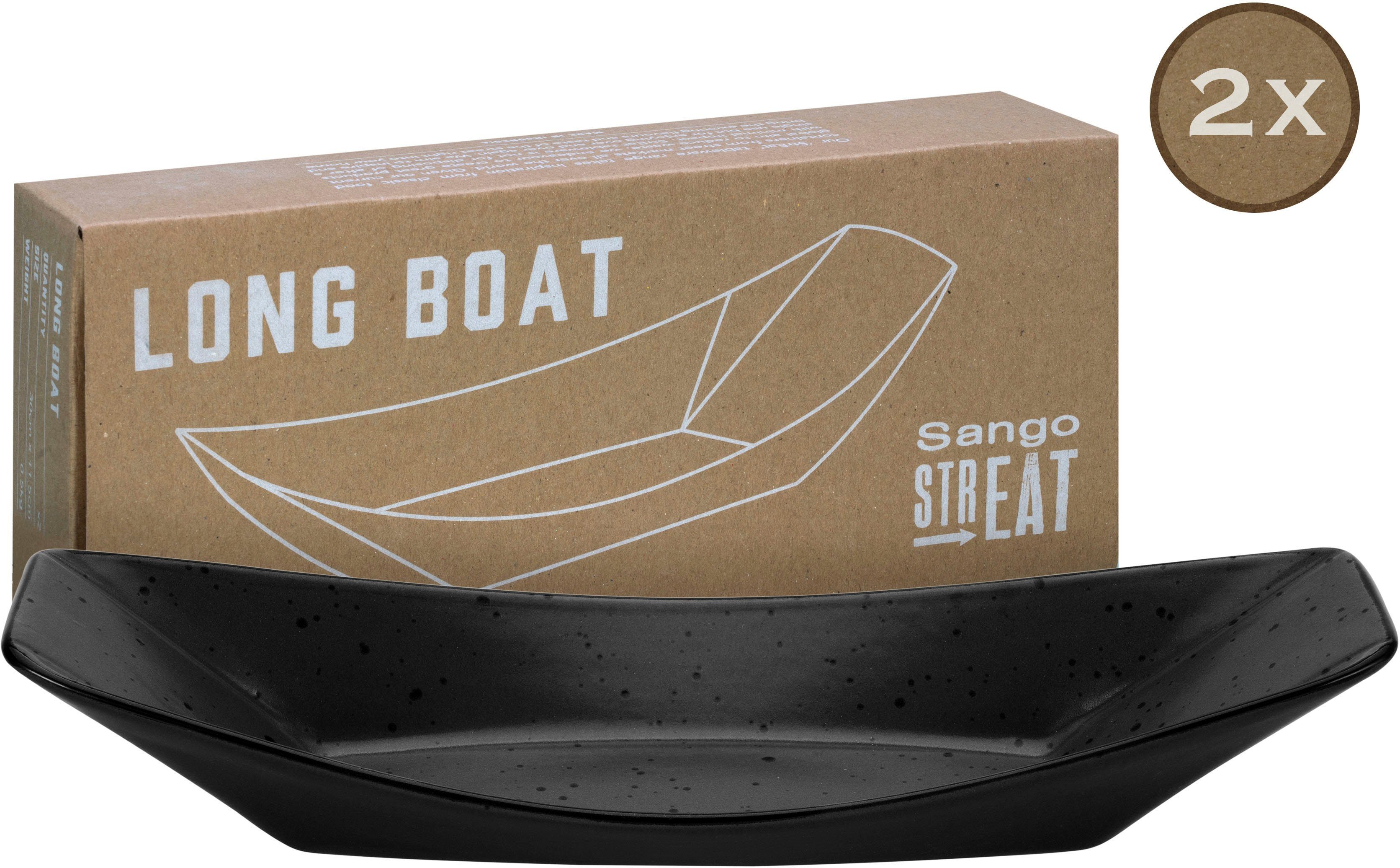 CreaTable Servierschale Boat, Steinzeug, (Set, 2-tlg), Snackschale, Topaktueller „Streat Food“ Trend
