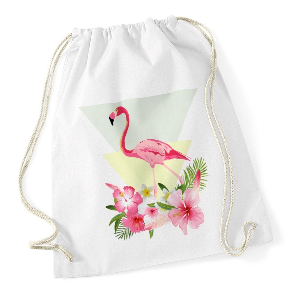 Autiga Turnbeutel Turnbeutel Flamingo Polygon Blumen Flower Beutel Tasche Jutebeutel Gymsac