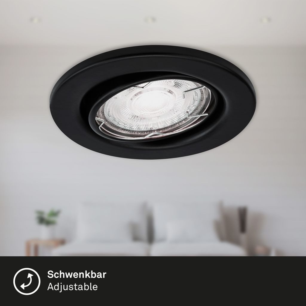 Briloner Leuchten LED Einbaustrahler 7147-035, LED wechselbar, 2700K - Extra-Warmweiß, Einbauleuchte 3er SET schwenkbar IP23 Ø 8,6cm