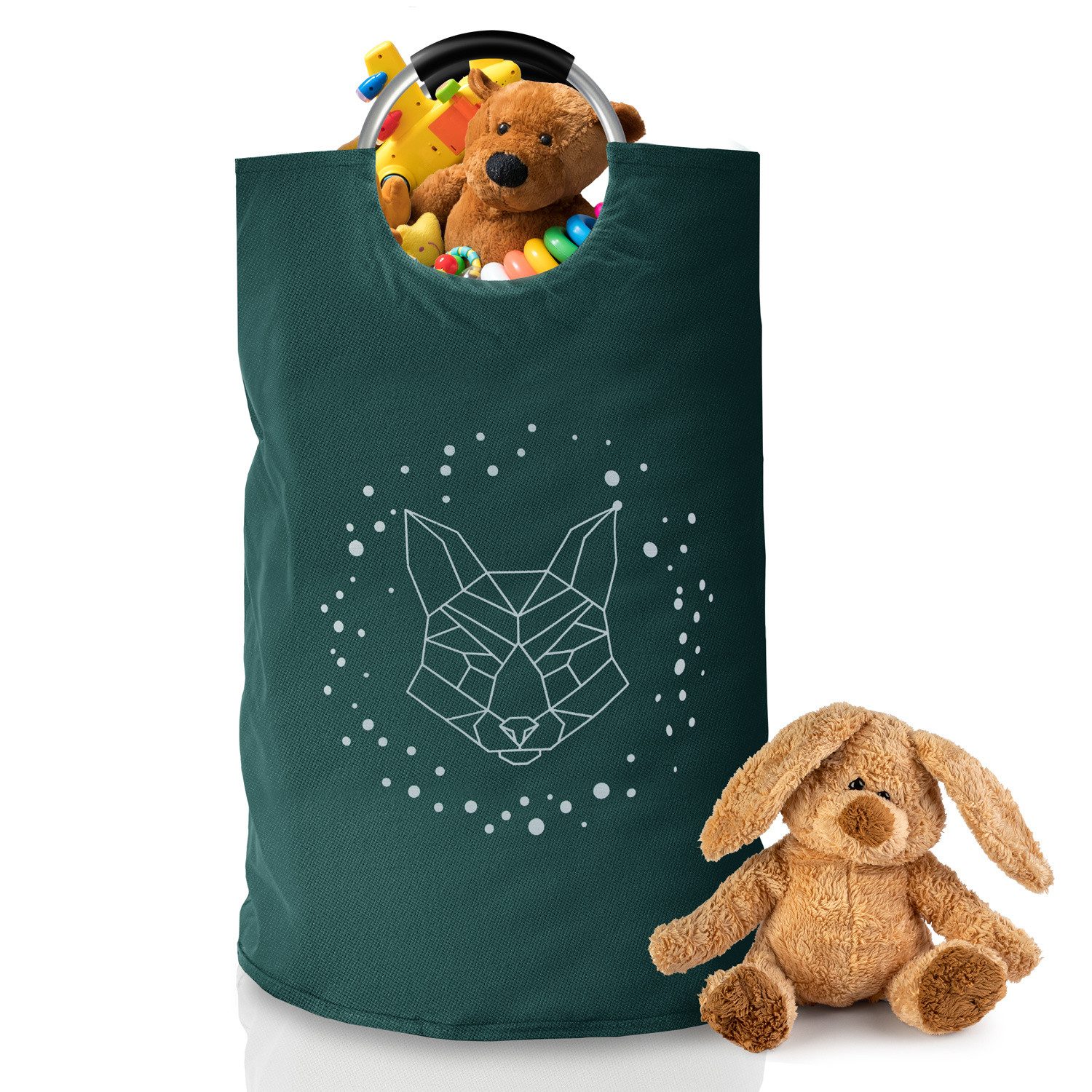 Dimono Flaschensammler Pfandflaschen-Sammler Pfandbehälter Leergutkorb für Pfandflaschen (Leergut-Korb & Spielzeugbeutel, Faltbarer Haushalts-Organizer), Recycling Pfandbehälter