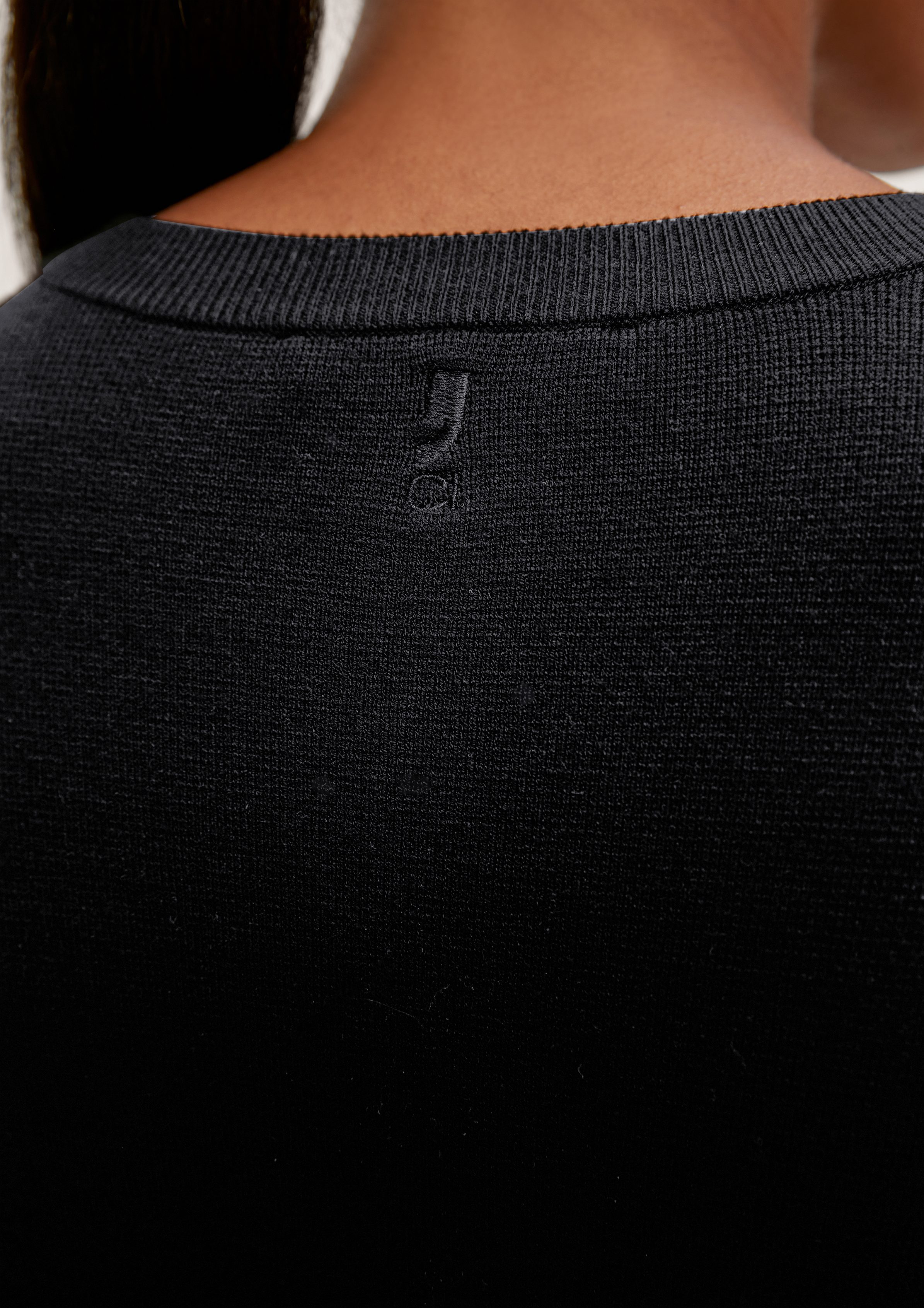 Feinstrickkleid identity comma schwarz casual Ripp-Details mit Rippblende Minikleid