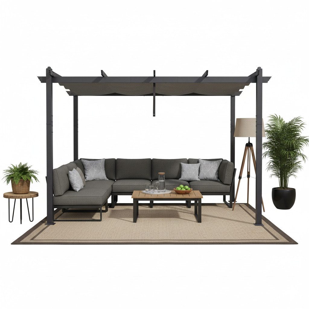 PURPLE LEAF Pergola Aluminium Pavillon mit Schiebedach, BxTxH: 300x365x245 cm, (Einzelartikel, 1 x Pergola), Wasserdicht und UV-beständig