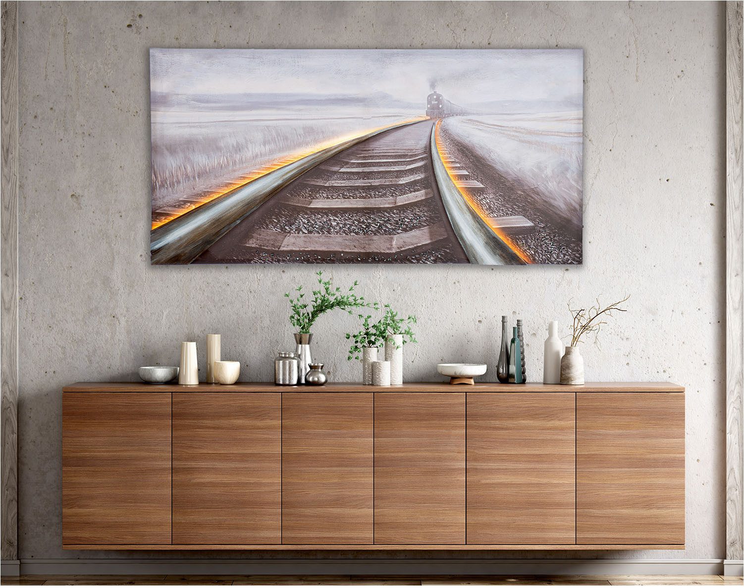 GILDE Metallbild Bild rechteckig Railroad, Landschaft (1 St)