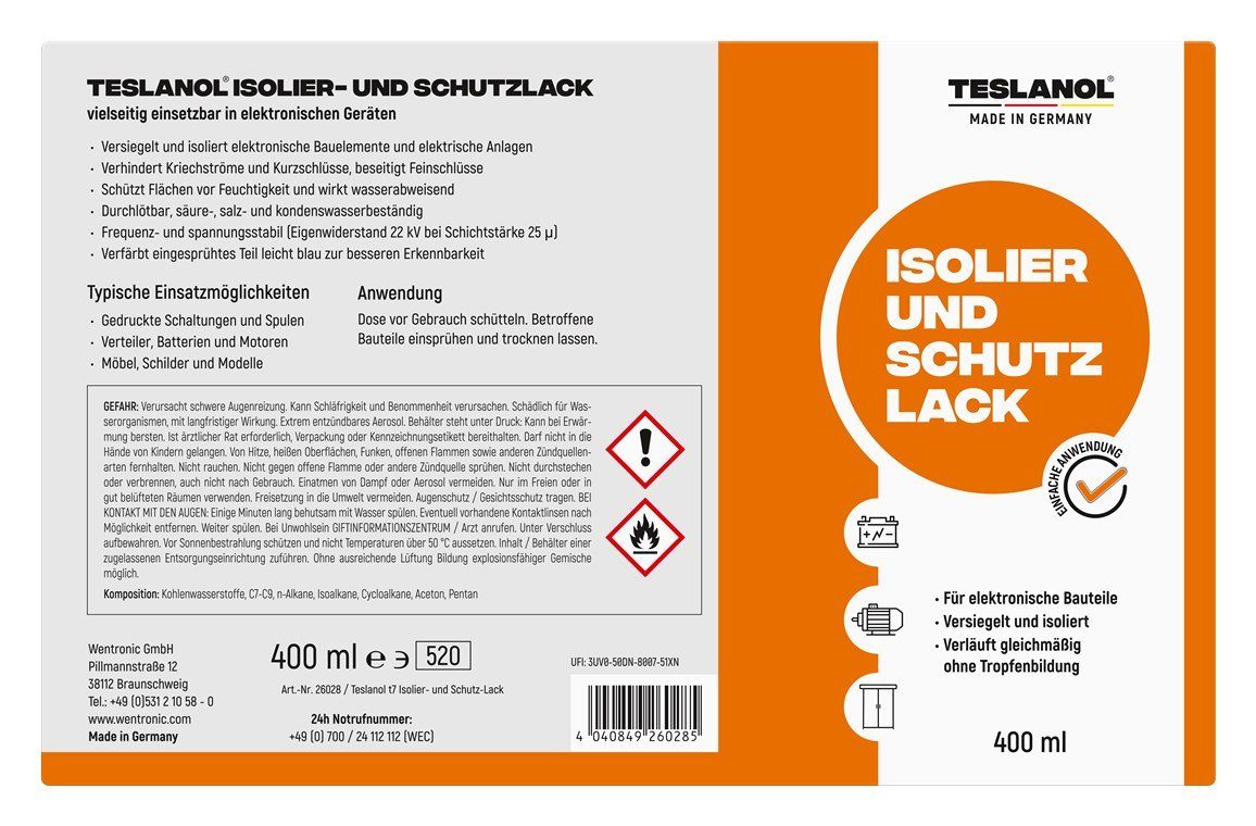 teslanol Schmierfett Teslanol Plastik 400 Schutzlack ml Spray
