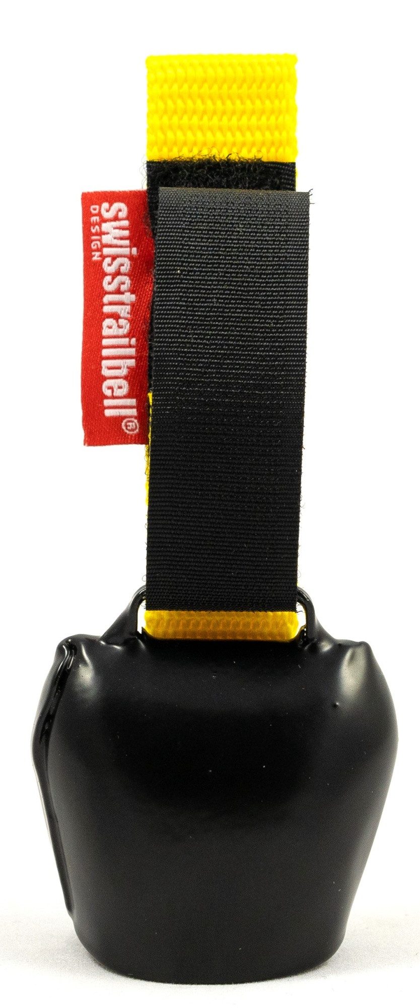 Fahrradklingel "Black Trailday" Deep Black Edition, gelbes Band, Trailbell, Bear Bell