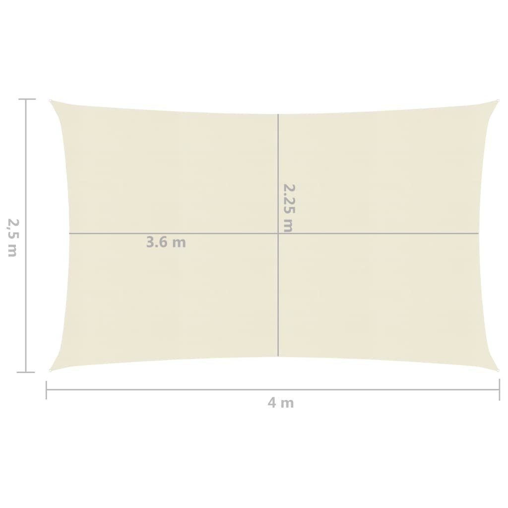 vidaXL Sonnensegel 25 x 4 m Sonnensegel 160 g m² Creme 2,5x4 m HDPE Beschattung Rechteck