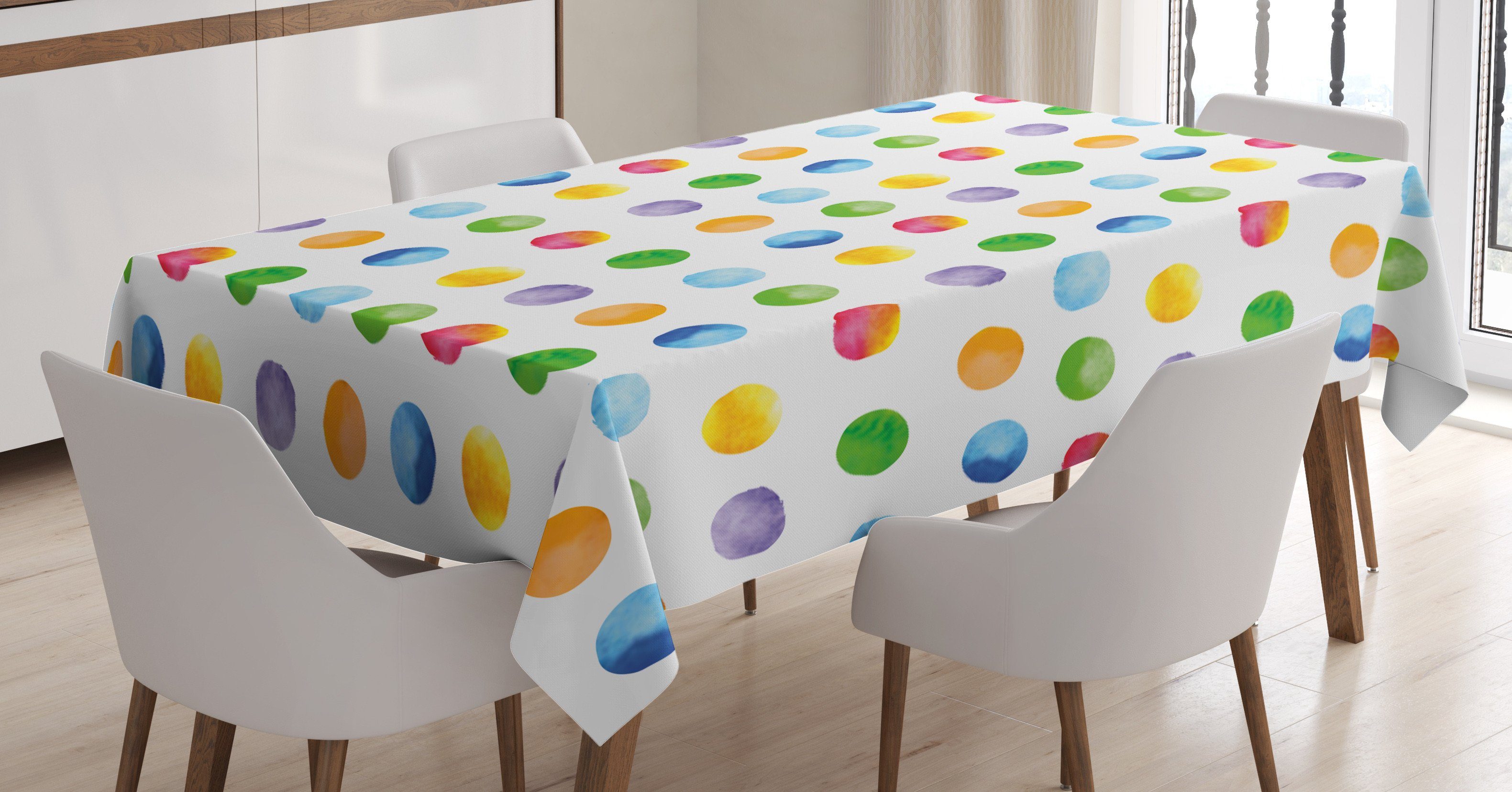 Waschbar den geeignet Abakuhaus Abstrakte Tischdecke Außen Farben, Farbfest Tupfen Aquarell Bereich Klare Für