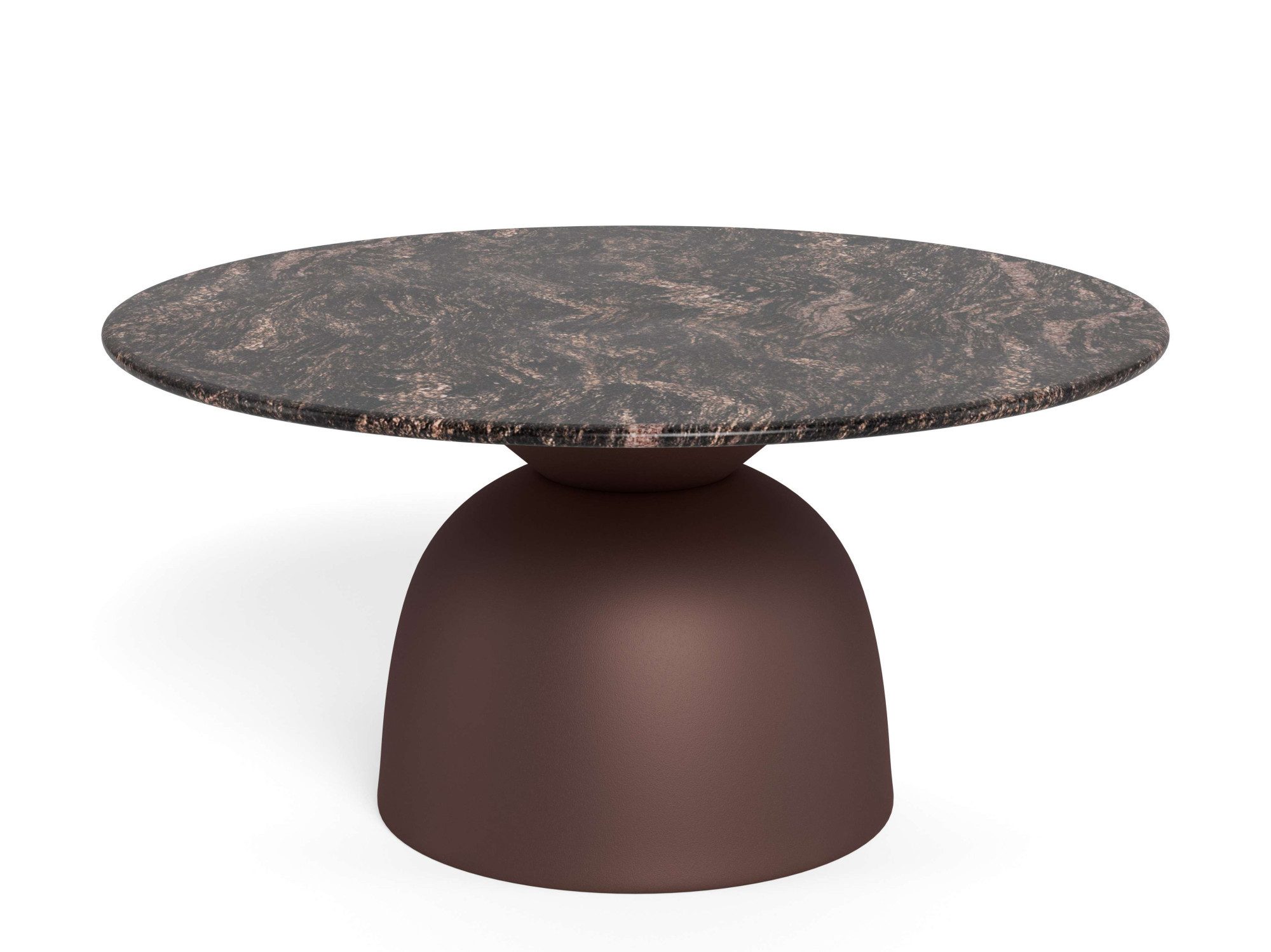 ACTONA GROUP Couchtisch Ferrol Beistelltisch– stilvoll & modern mit eleganter Marmorplatte, Rund. Brauner Cocoa Marmor, mattes Bronze-Stahlgestell. Ø: 80 cm – Bild 4 von 5