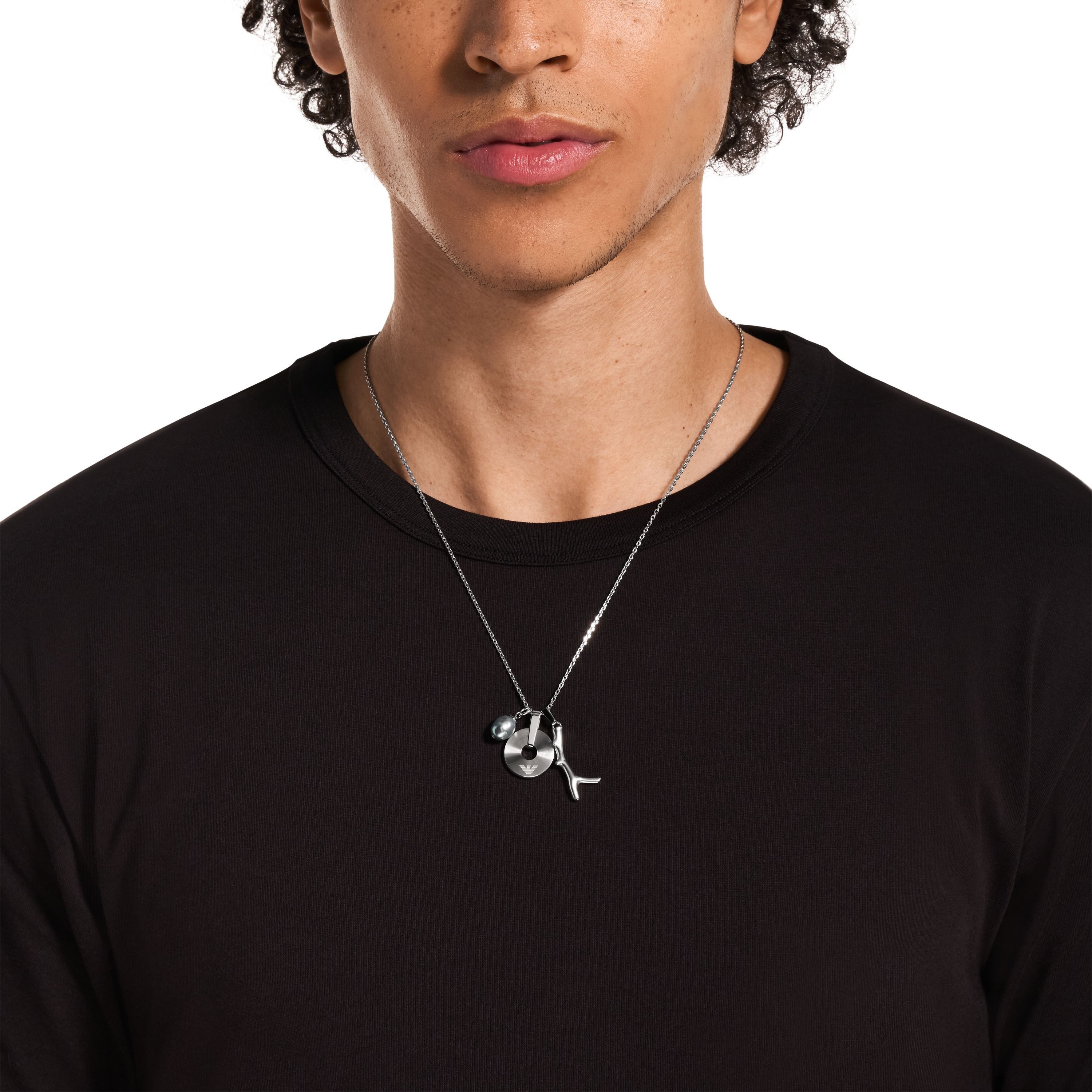 Emporio Armani Kette mit Anhänger Schmuck Geschenk Edelstahl, mit Süßwasserzuchtperle