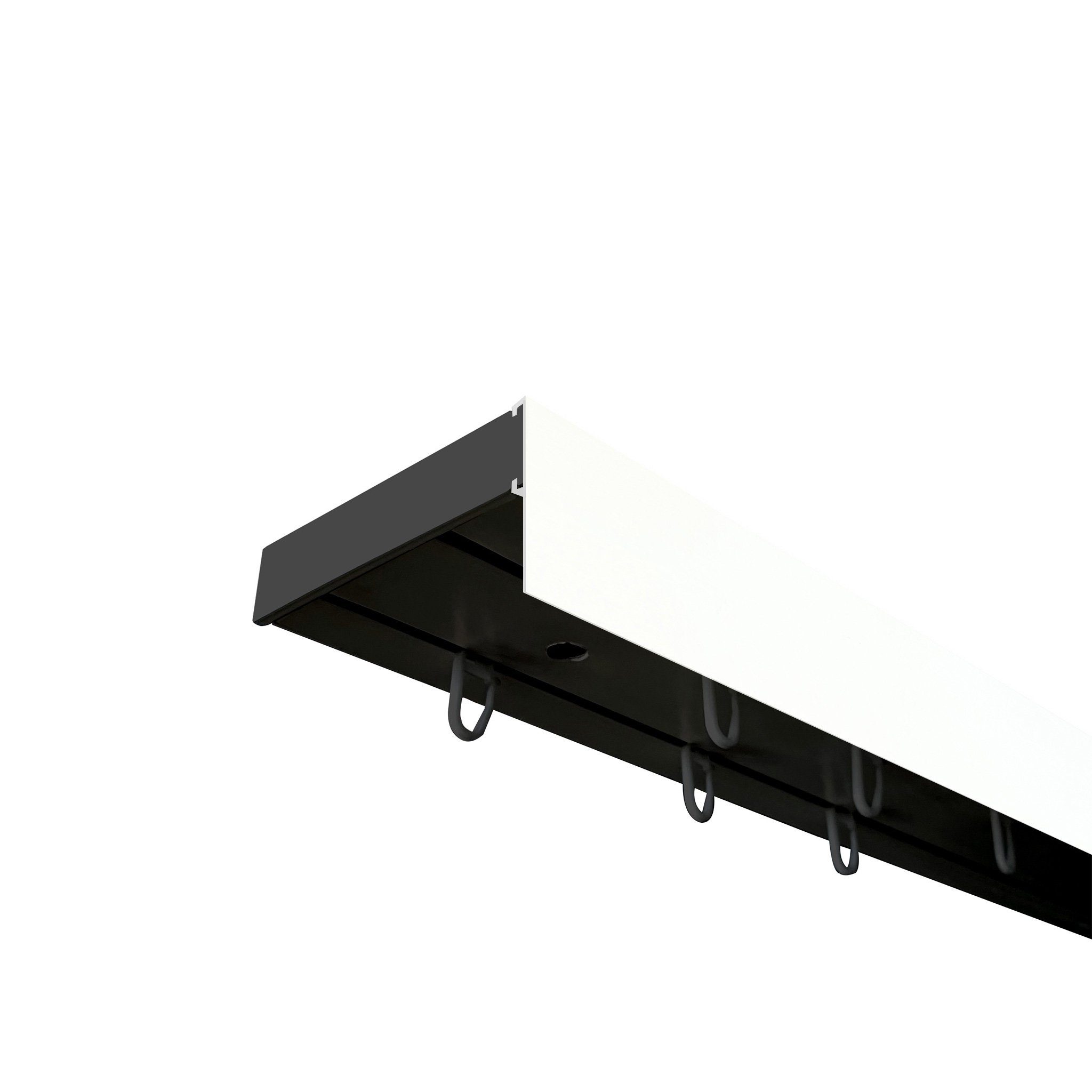 Vorhangschiene SH Set, 3-läufig, schwarz, mit 5 cm Blende, SN DECO GROUP,  Fixmaß, Verschraubt, mit 7.5 cm Blende in verschiedenen Farben