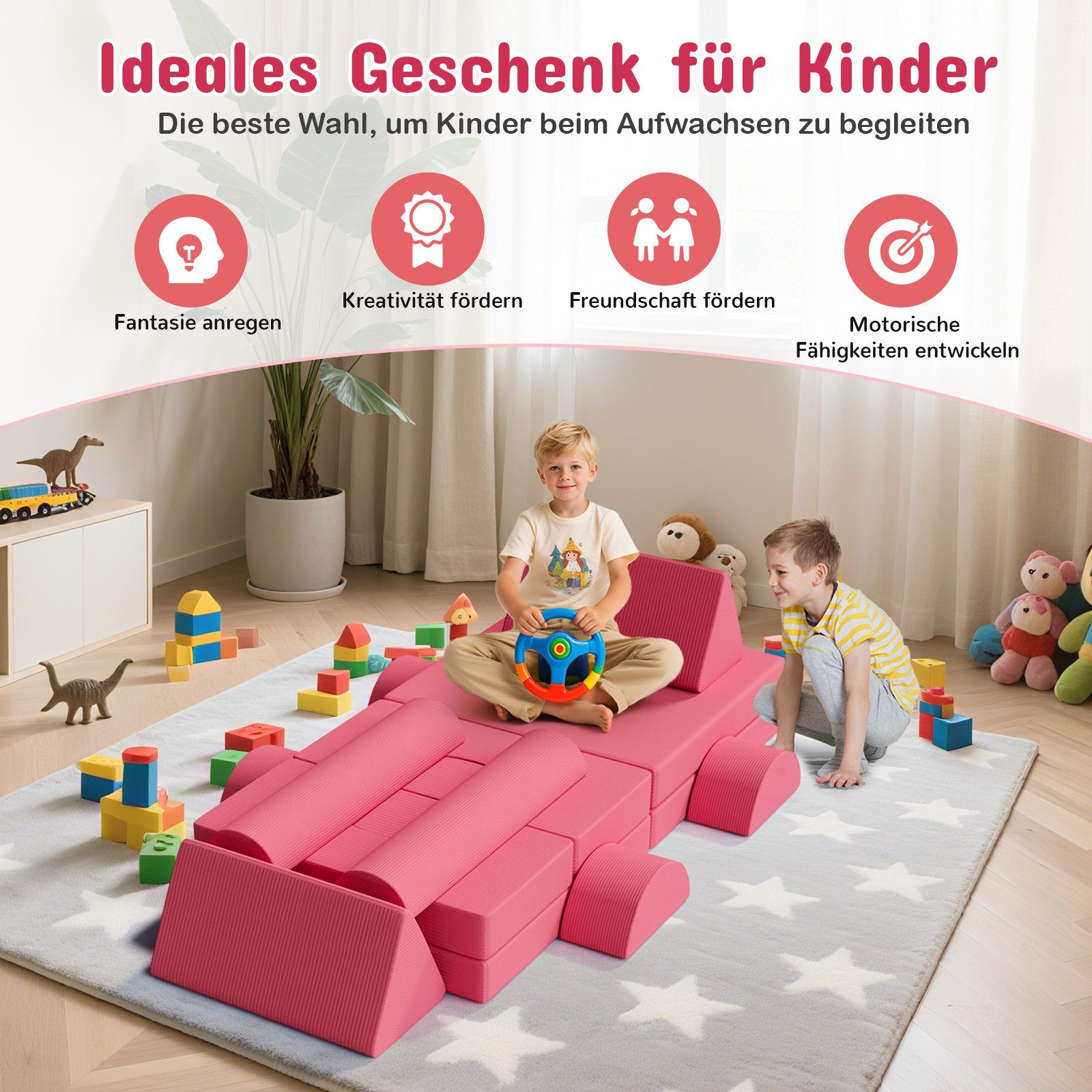 TLGREEN Kindersofa Spielsofa Cord, 15-Teiliges Modulare Kinderspielcouch, Kindersofa-Bausteine, Spielsofa für Kinder, kreatives Spielen für Kuschelecke im Kinderzimmer