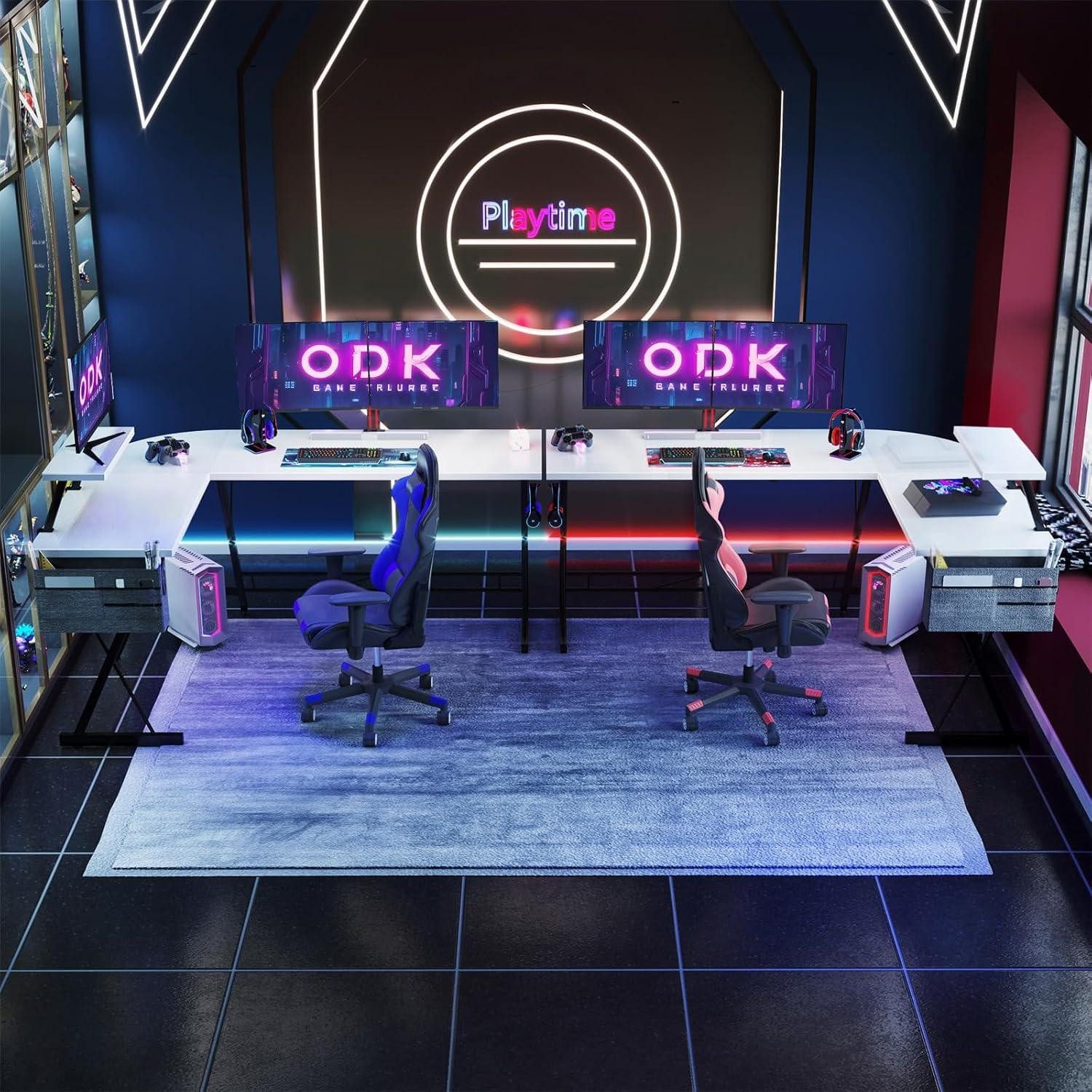 LuxusKollektion Gamingtisch Gaming Tisch Eckschreibtisch L günstig online kaufen