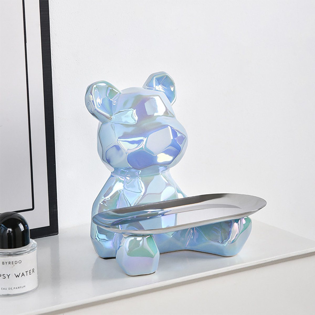 Tablett Wohnzimmer-Dekoration Süßigkeiten-Schlüsselablage, gewalttätiger Bär, Blau götäzer Statue, Sparschwein,
